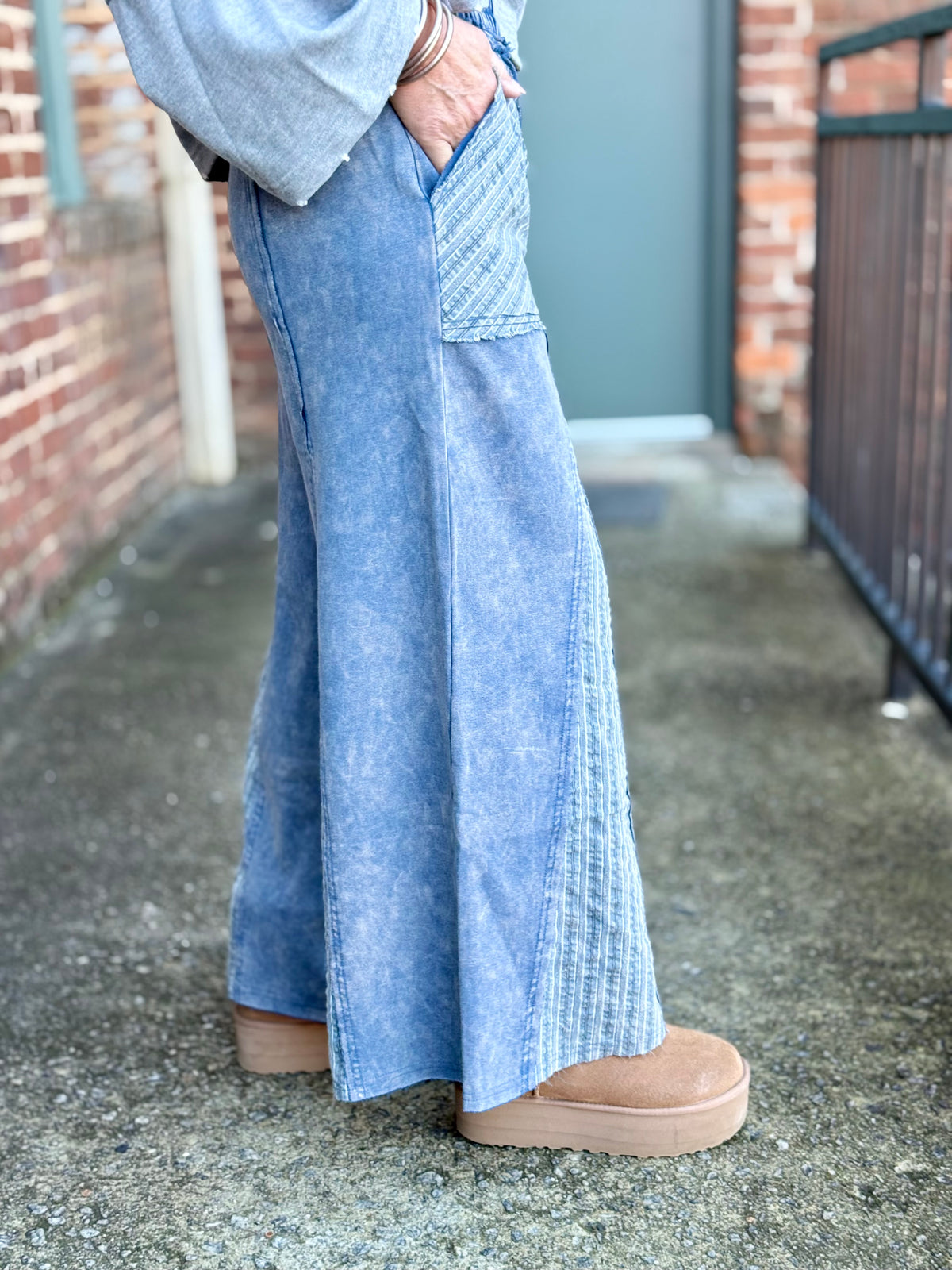 Striped Panel Wide Leg Pants