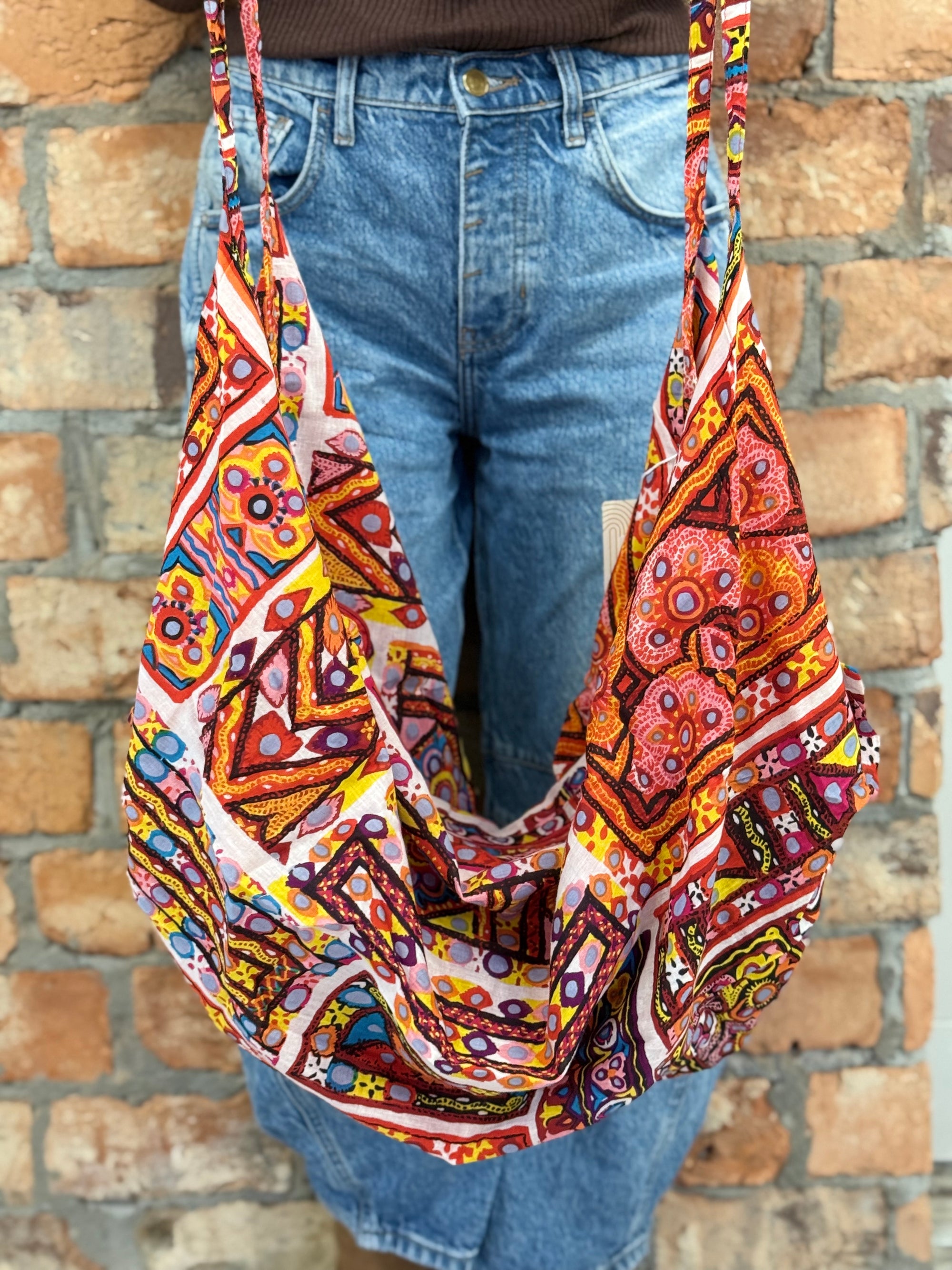 Printed Boho Bag | Red