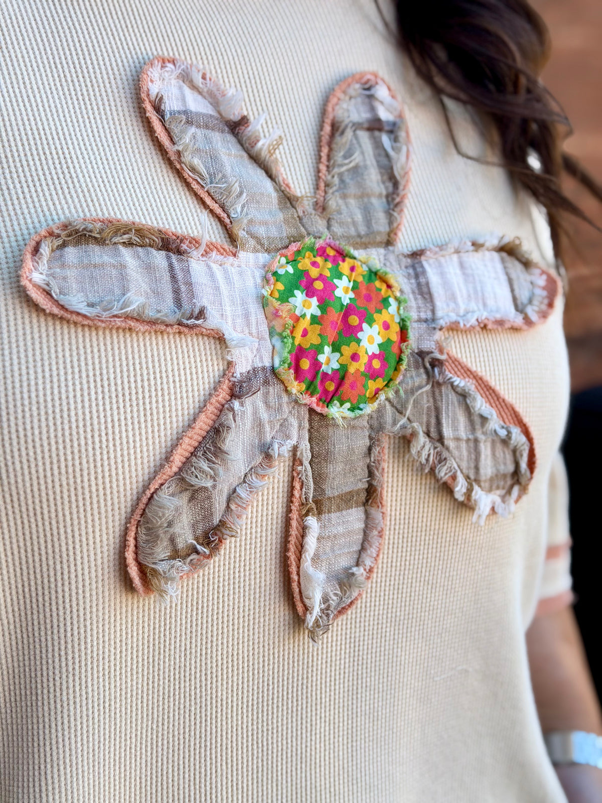 Plaid Flower Patchwork Top