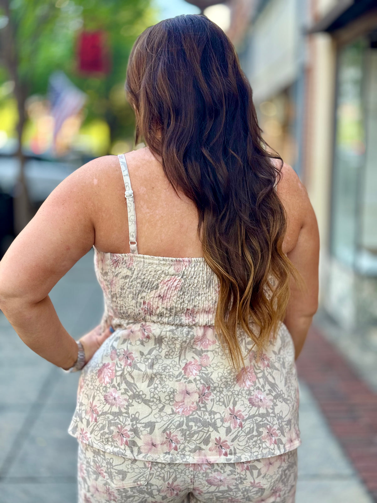 Smocked Floral Peplum Top