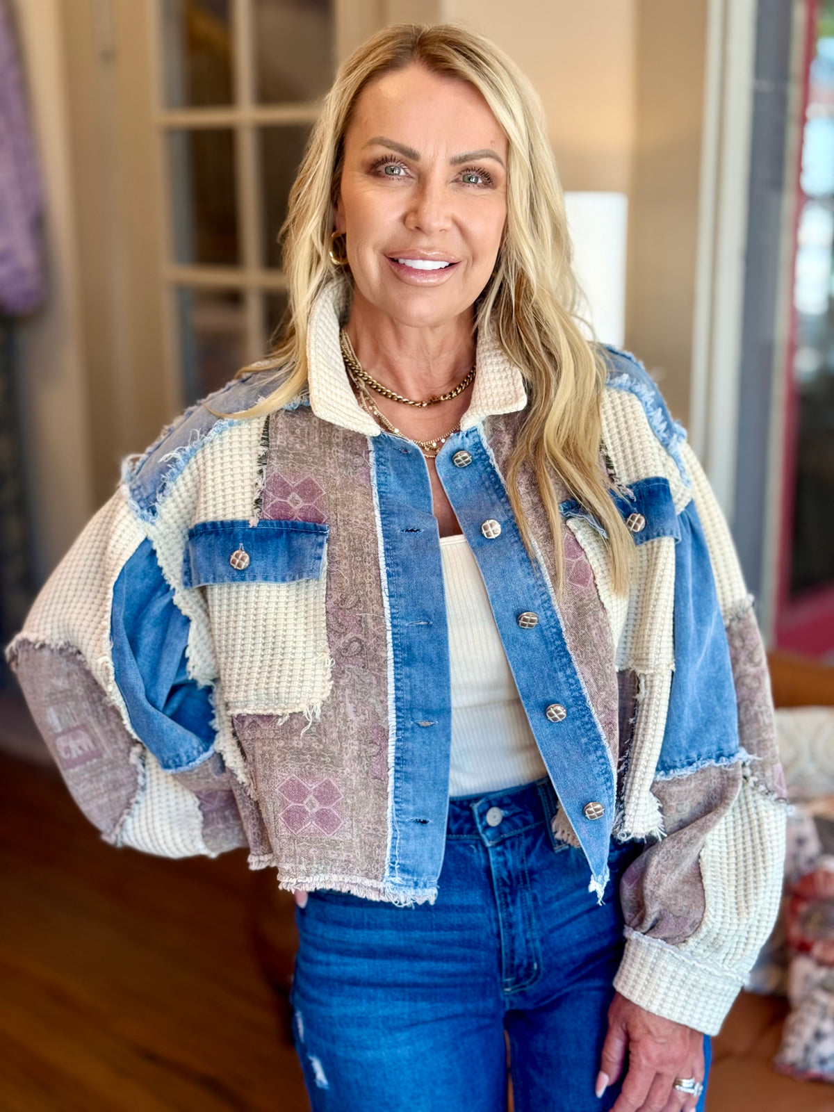 Paisley Mixed Fabric Jacket