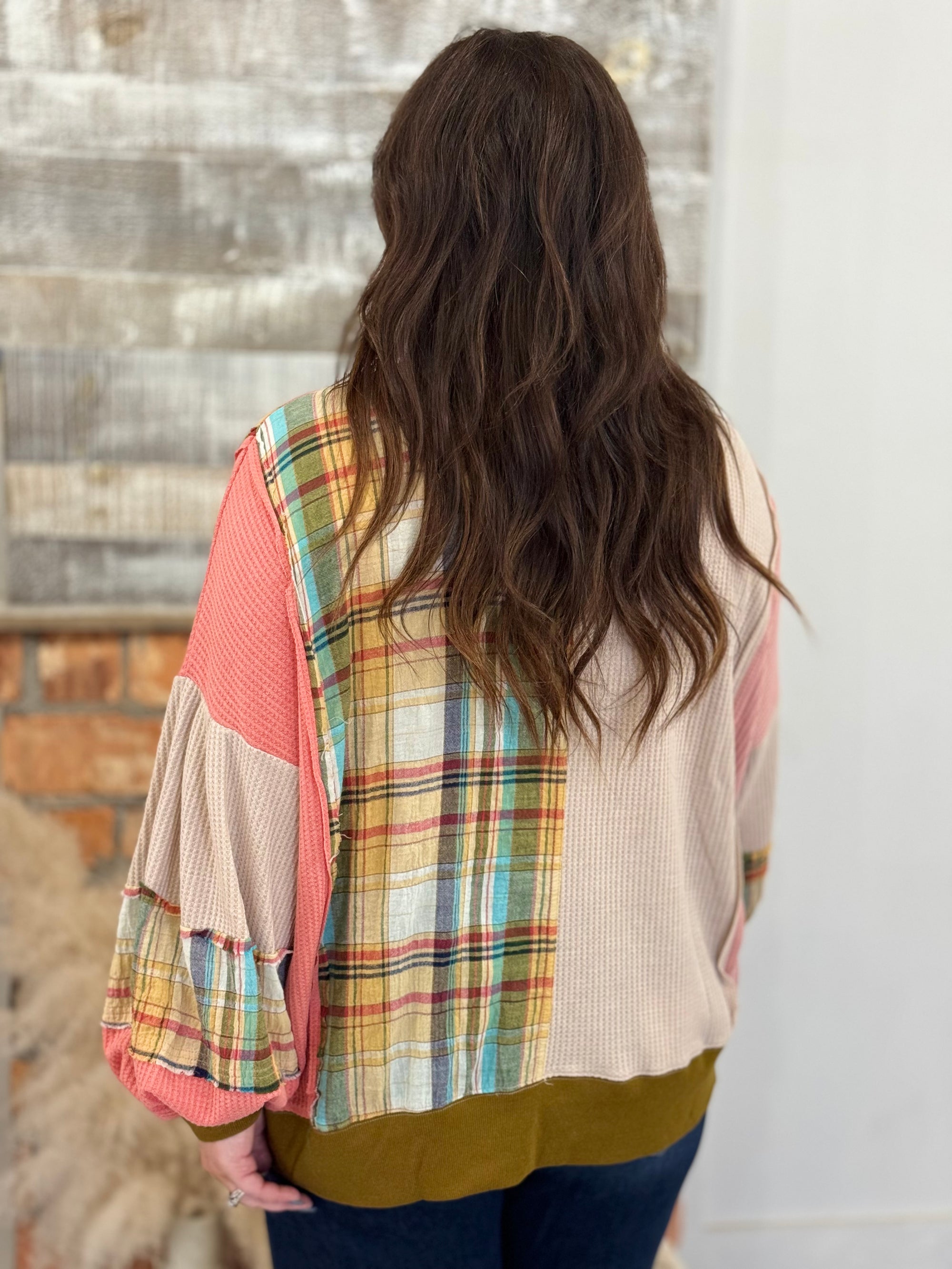 Boho Plaid Mixed Daisy Top