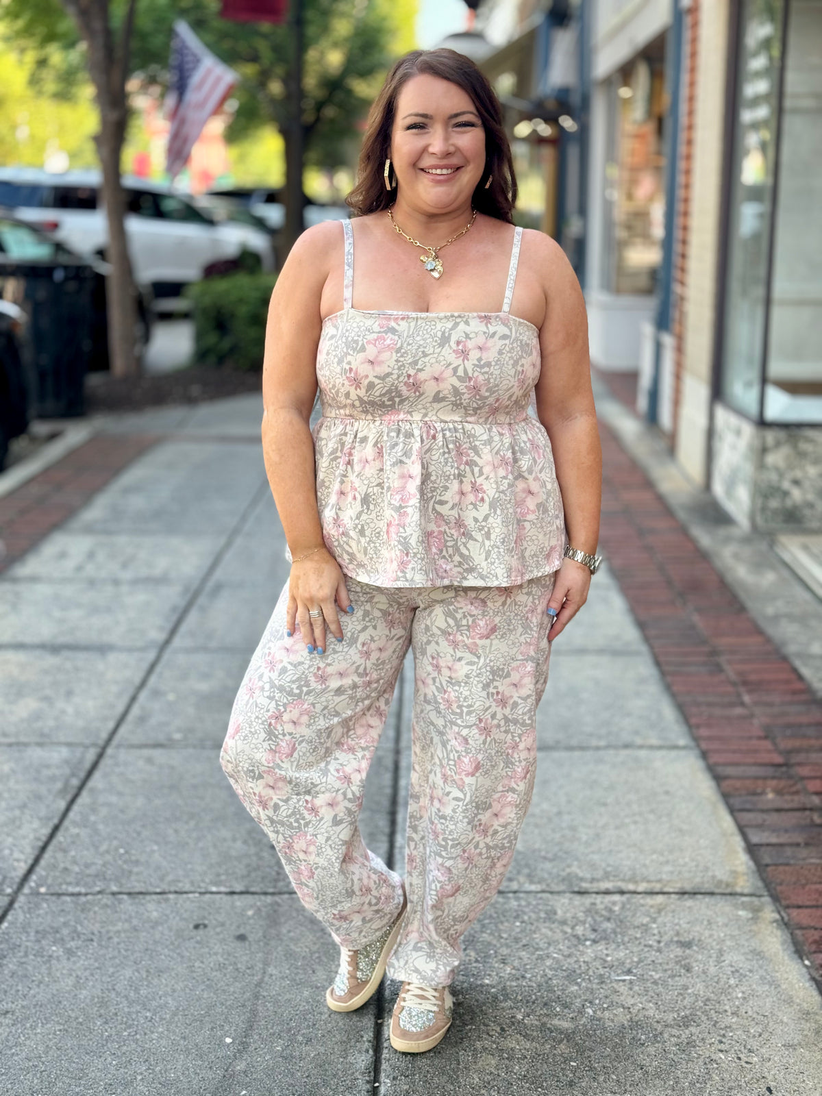 Smocked Floral Peplum Top