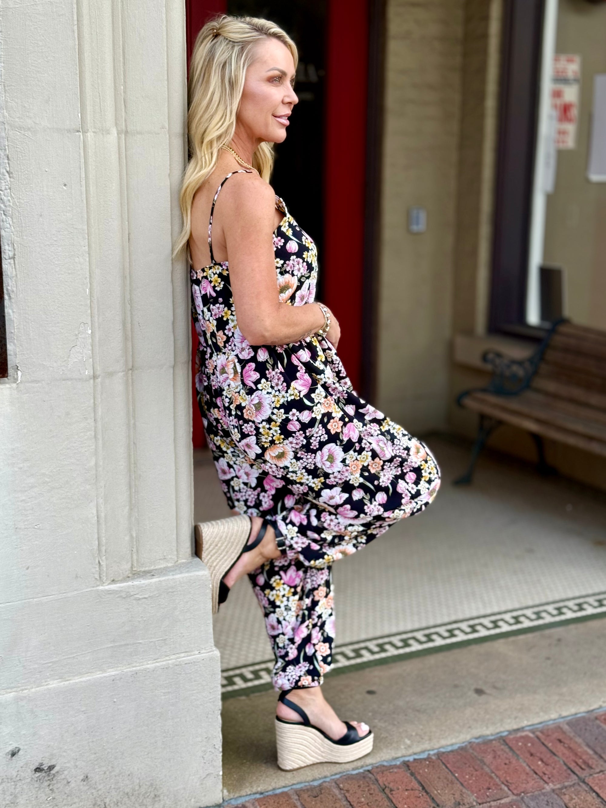 Floral Print Jogger Jumpsuit