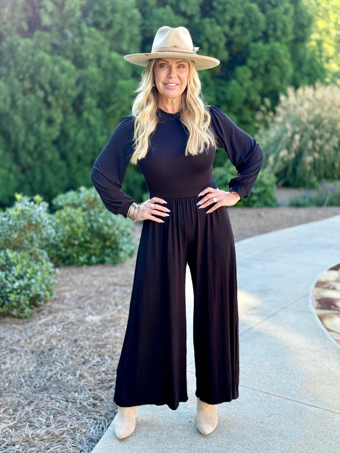Mock Neck Wide Leg Jumpsuit