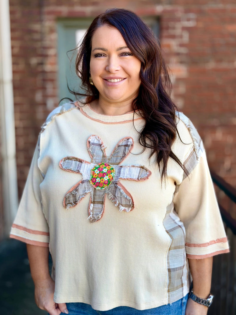 Plaid Flower Patchwork Top