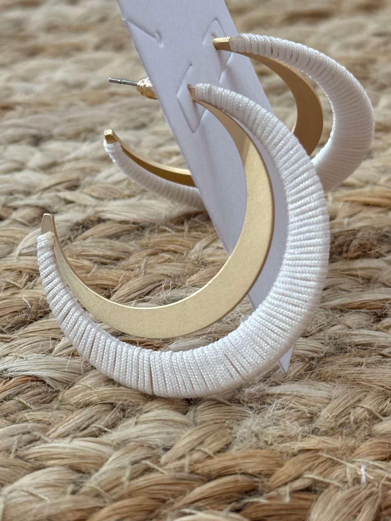 Double Half Moon Earrings in White