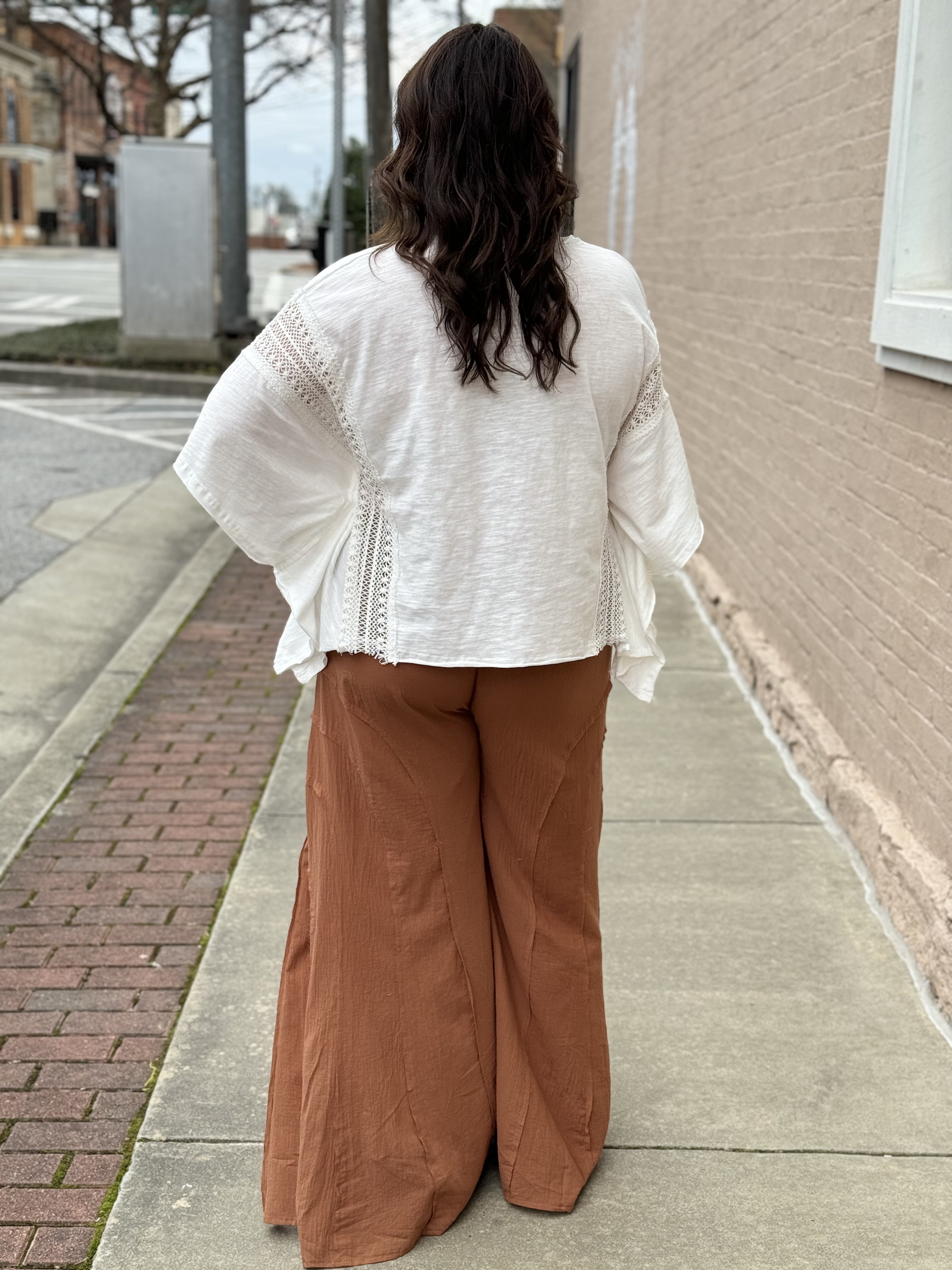 Mineral Wash Bell Bottom Pants in Brown - The Rustic Rack Boutique