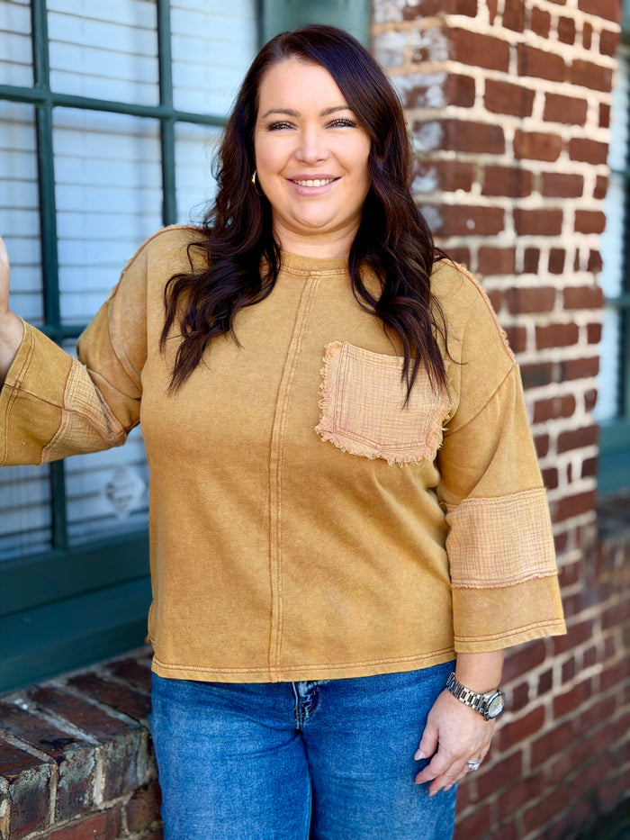 Oversized Textured Patch Top