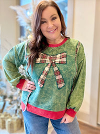 Plaid Bow Mineral Wash Top