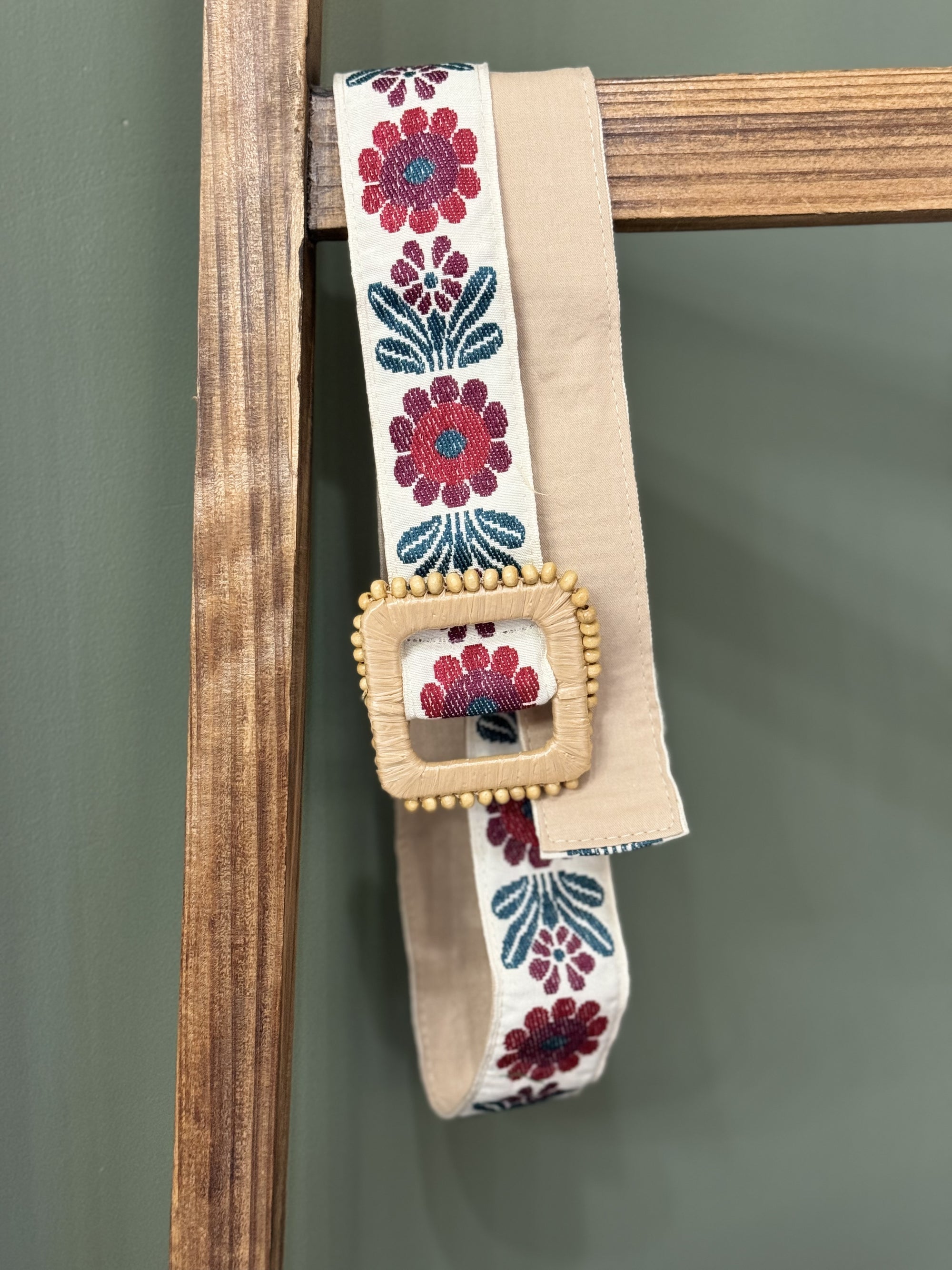 Floral Embroidered Woven Belt