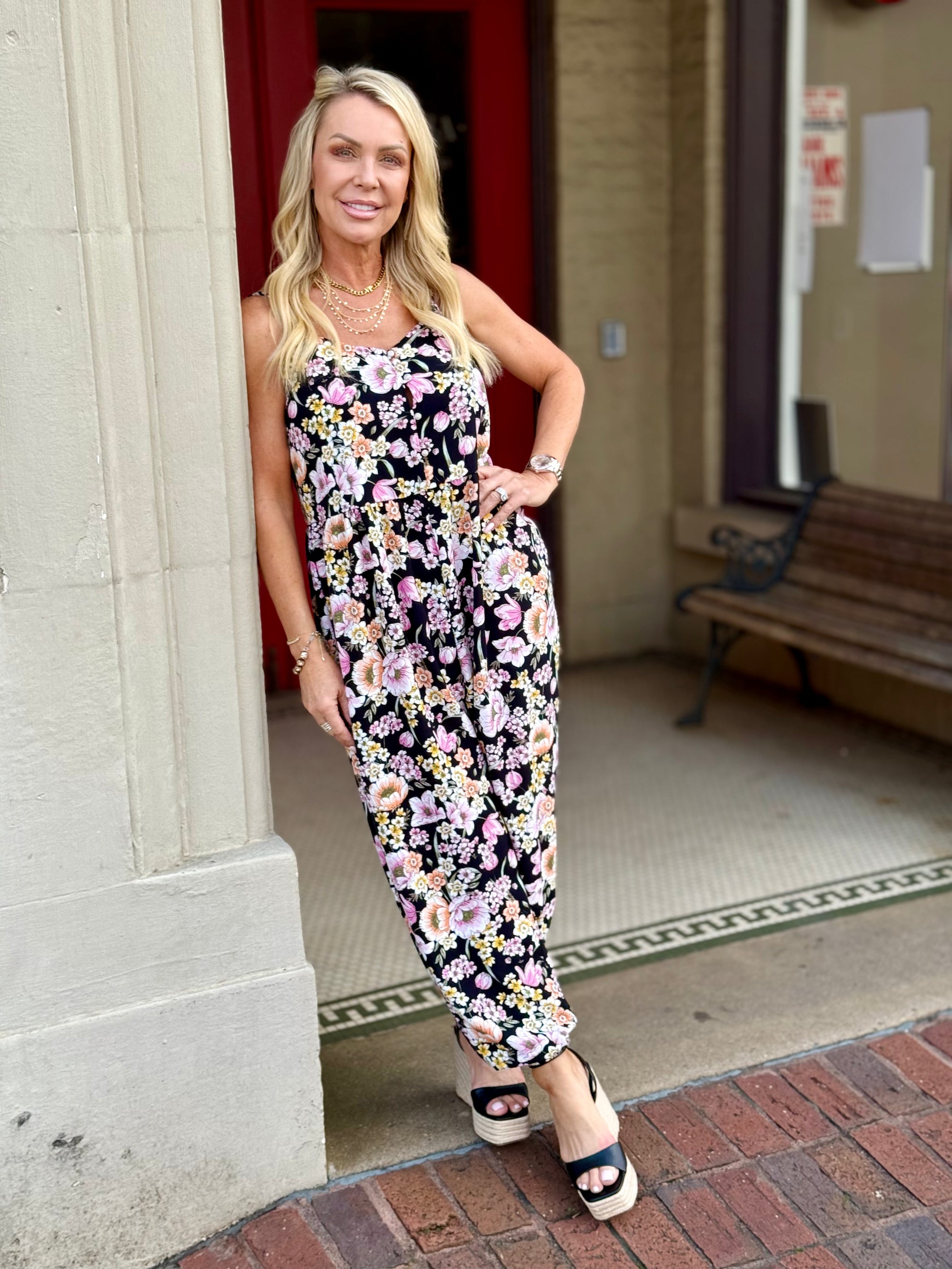 Floral Print Jogger Jumpsuit