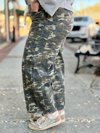 Camo Print Barrel Jeans