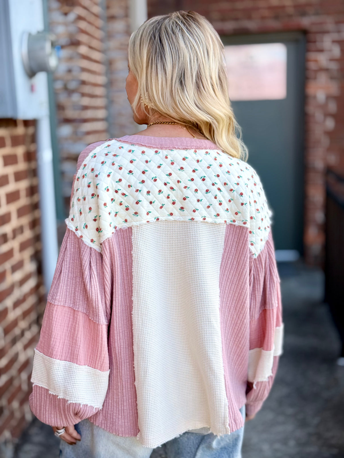 Oversized Colorblock Gauze Top