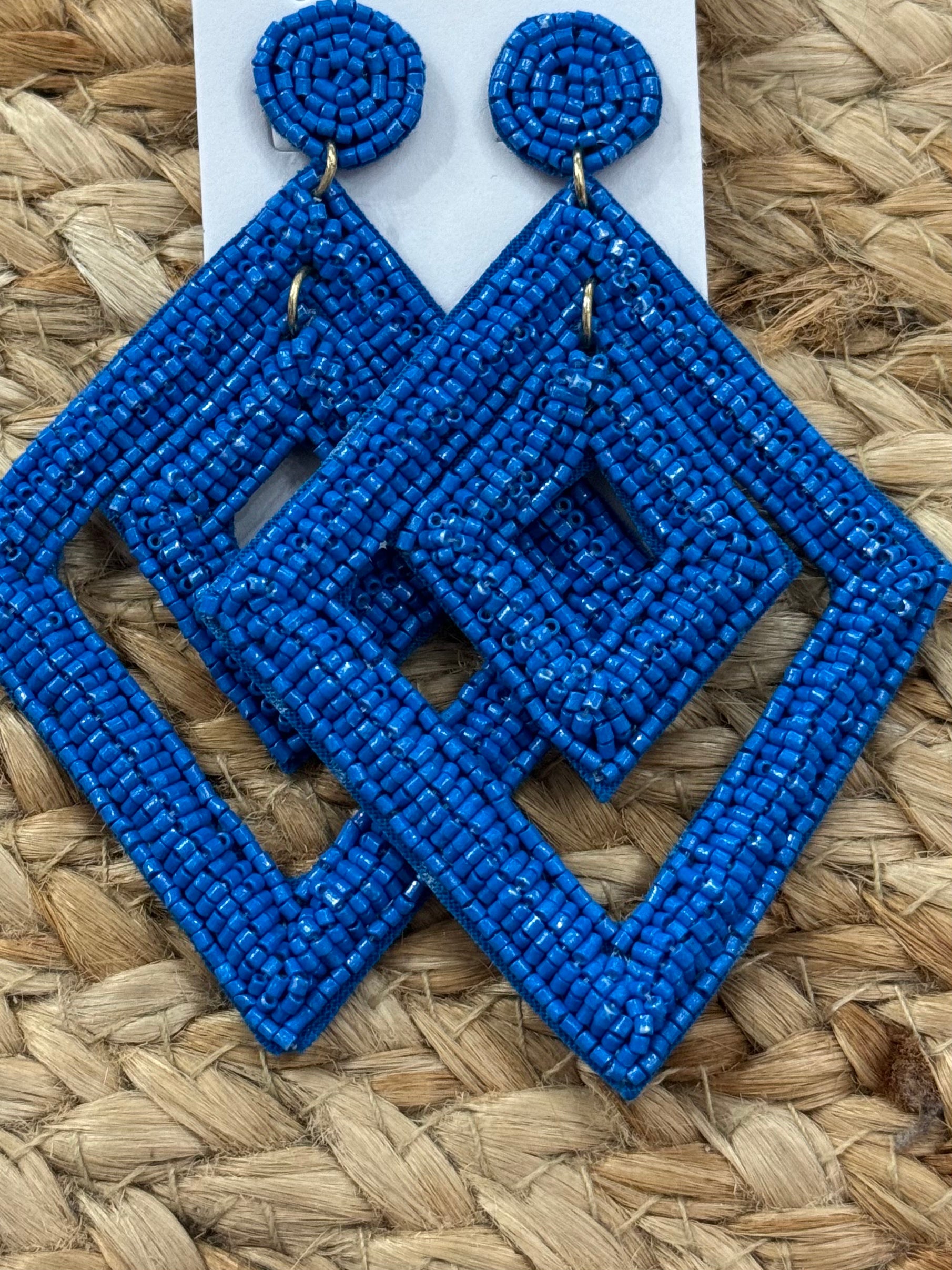 Double Rhombus Earrings in Blue