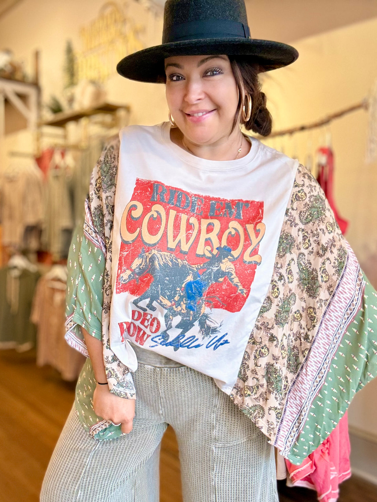 Cowboys Graphic Poncho Top