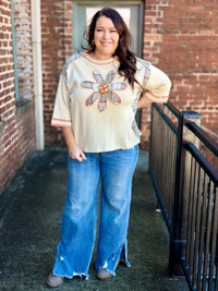 Plaid Flower Patchwork Top