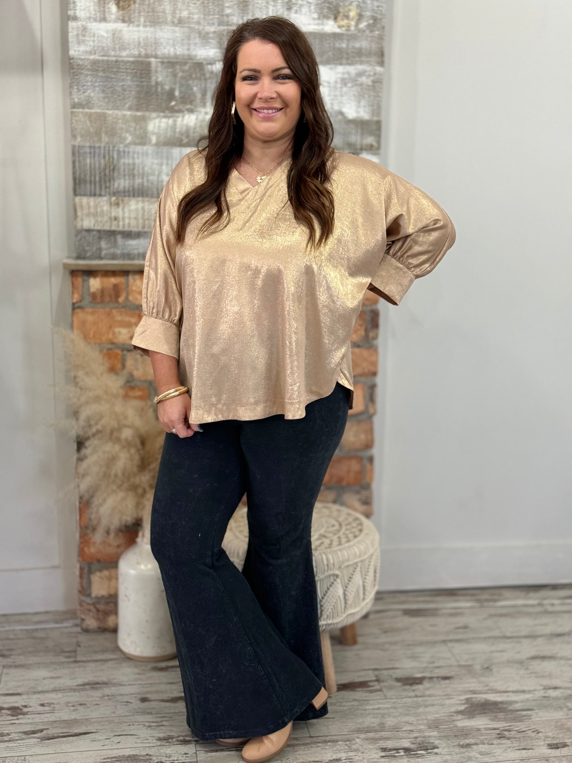 Metallic Dolman Sleeve Top