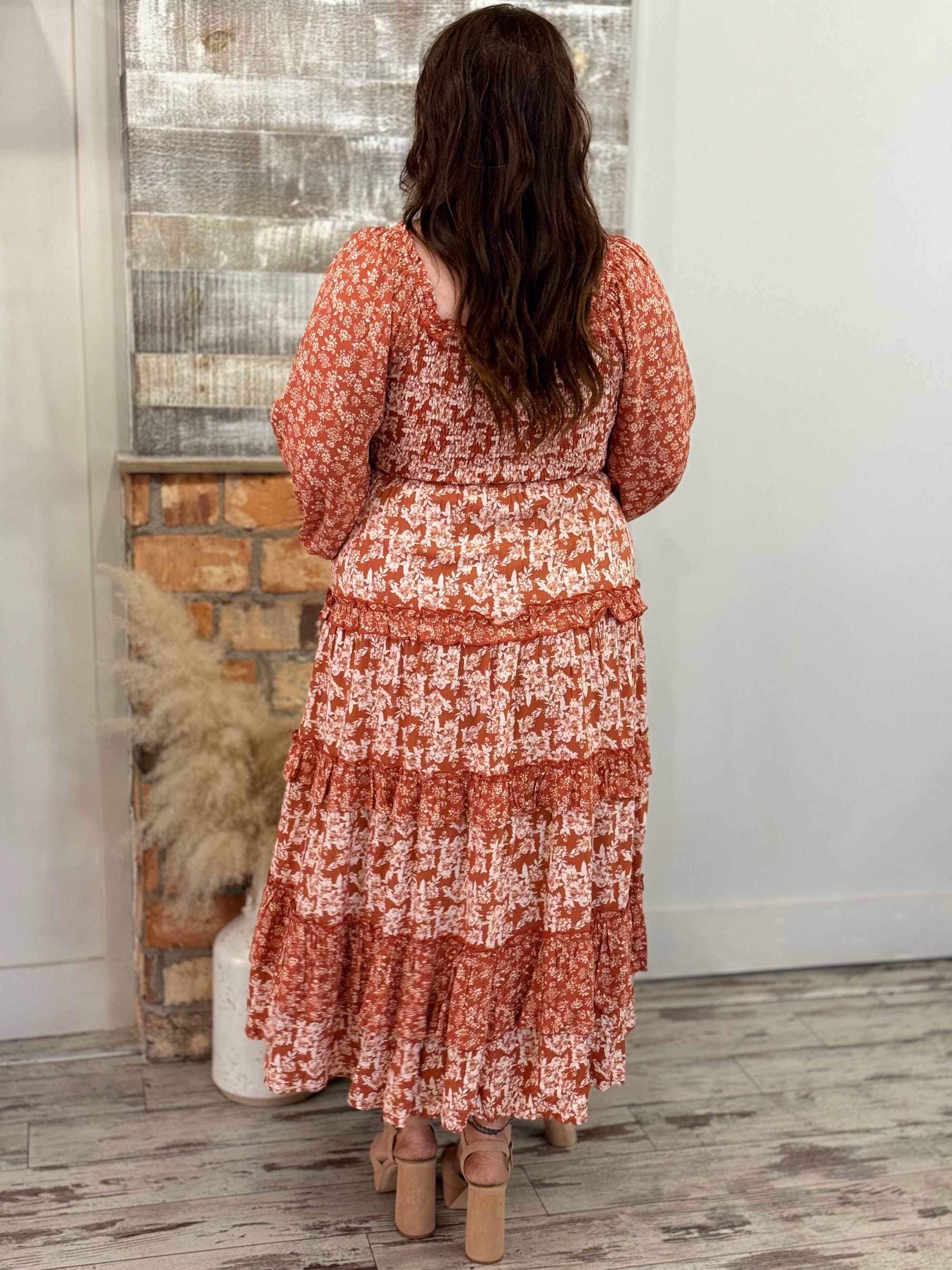 Floral Print Tiered Ruffle Maxi Dress