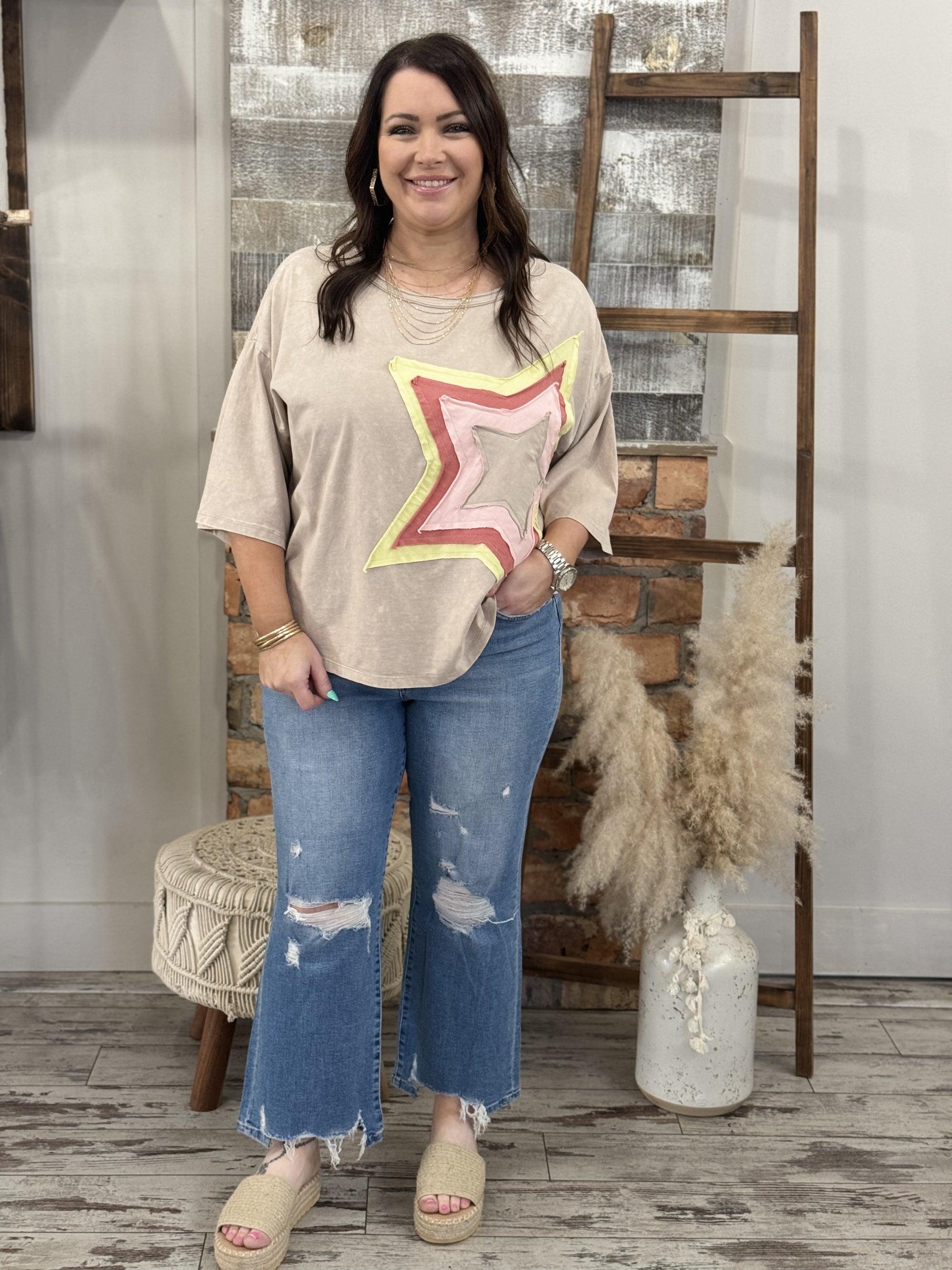 Oversized Star Patchwork Top