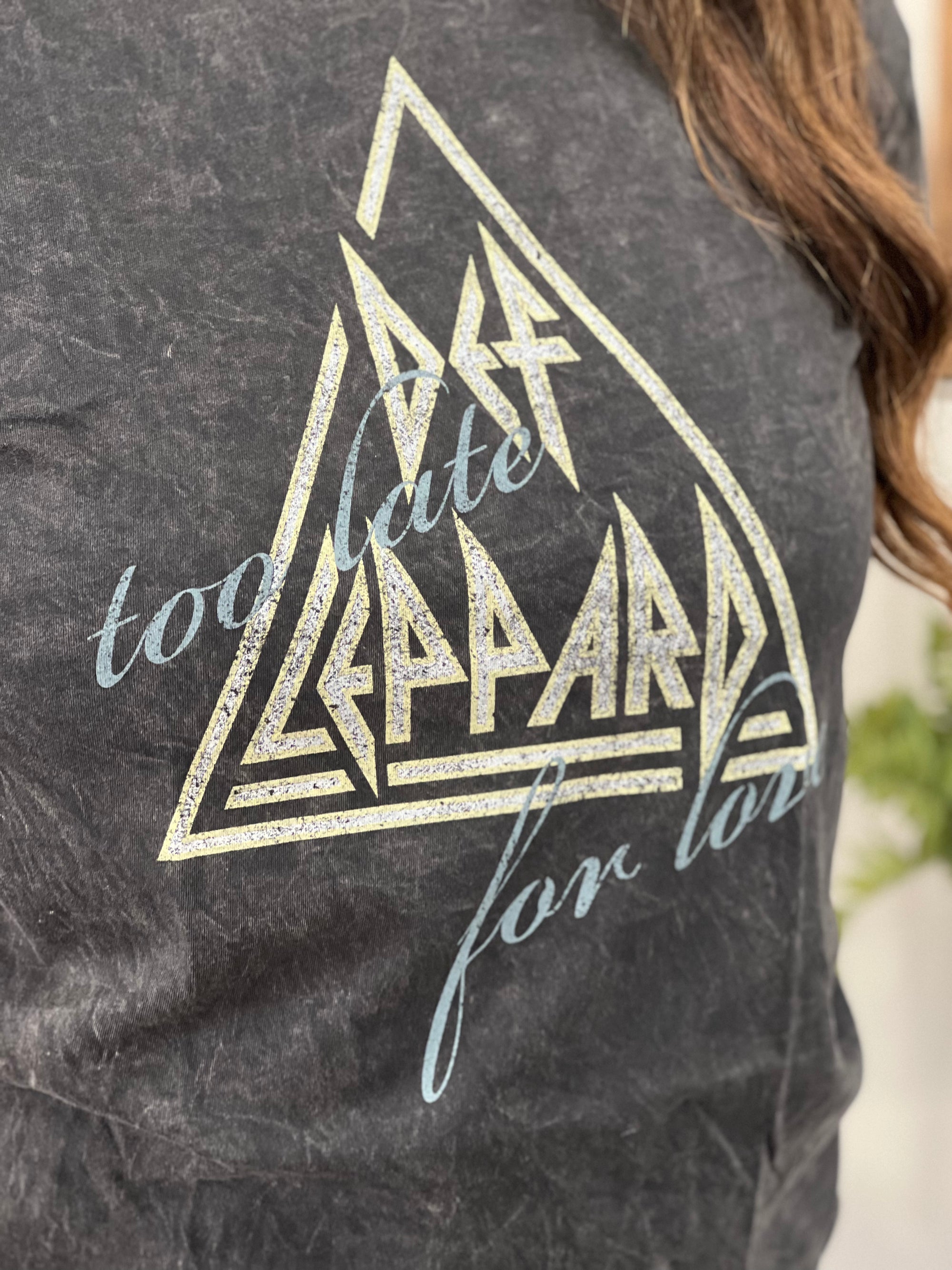Distressed Oversized Def Leppard Too Late For Love