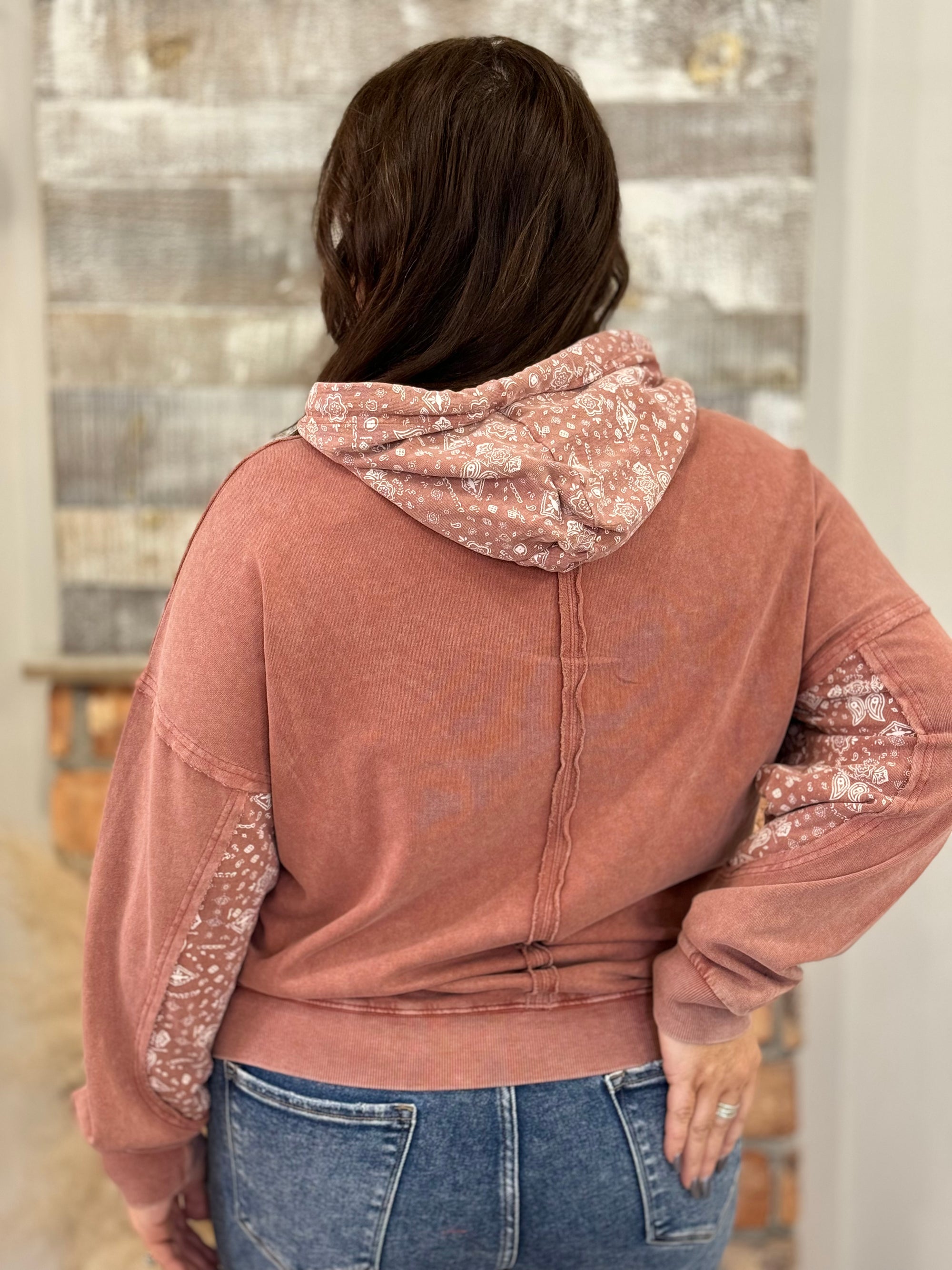 Paisley Colorblock Hoodie Top