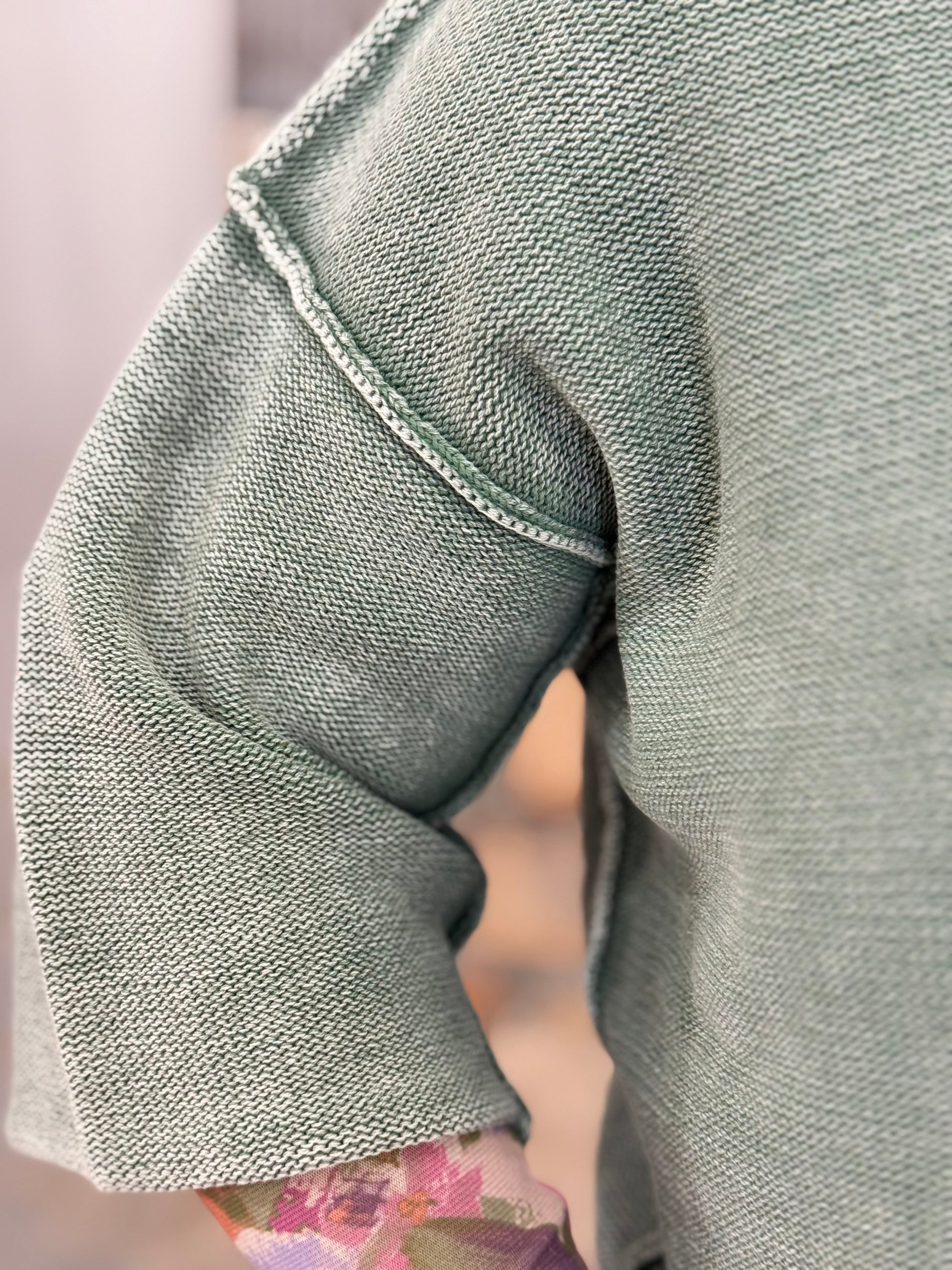 Mineral Washed Knit Sweater in Sage