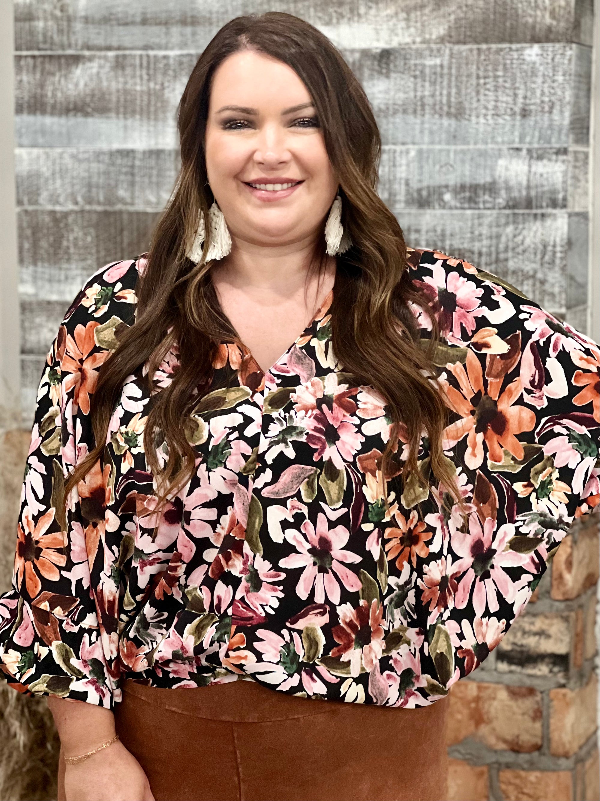 Floral Printed Dolman Sleeve Top
