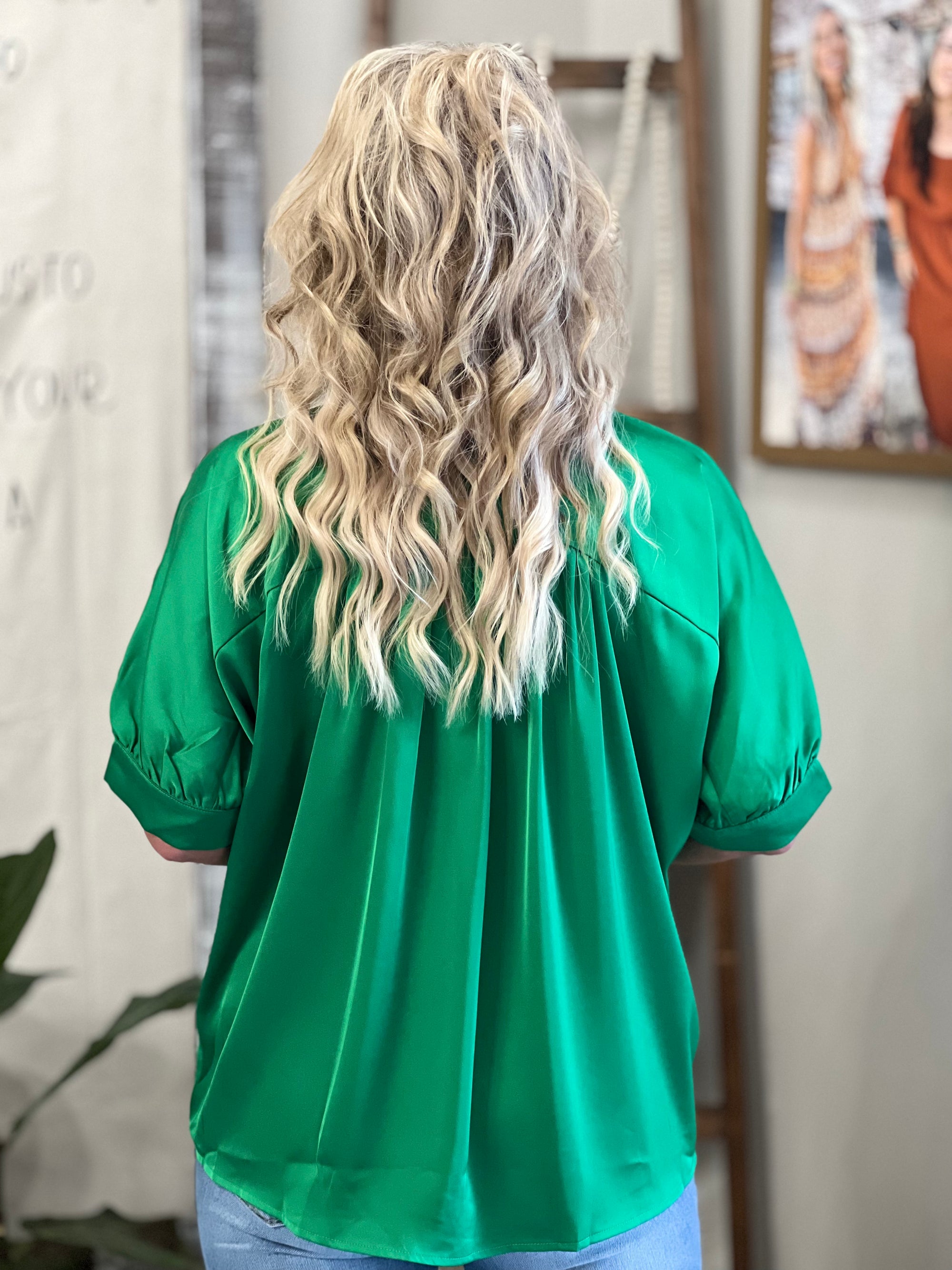 Satin Collared Button Up Top