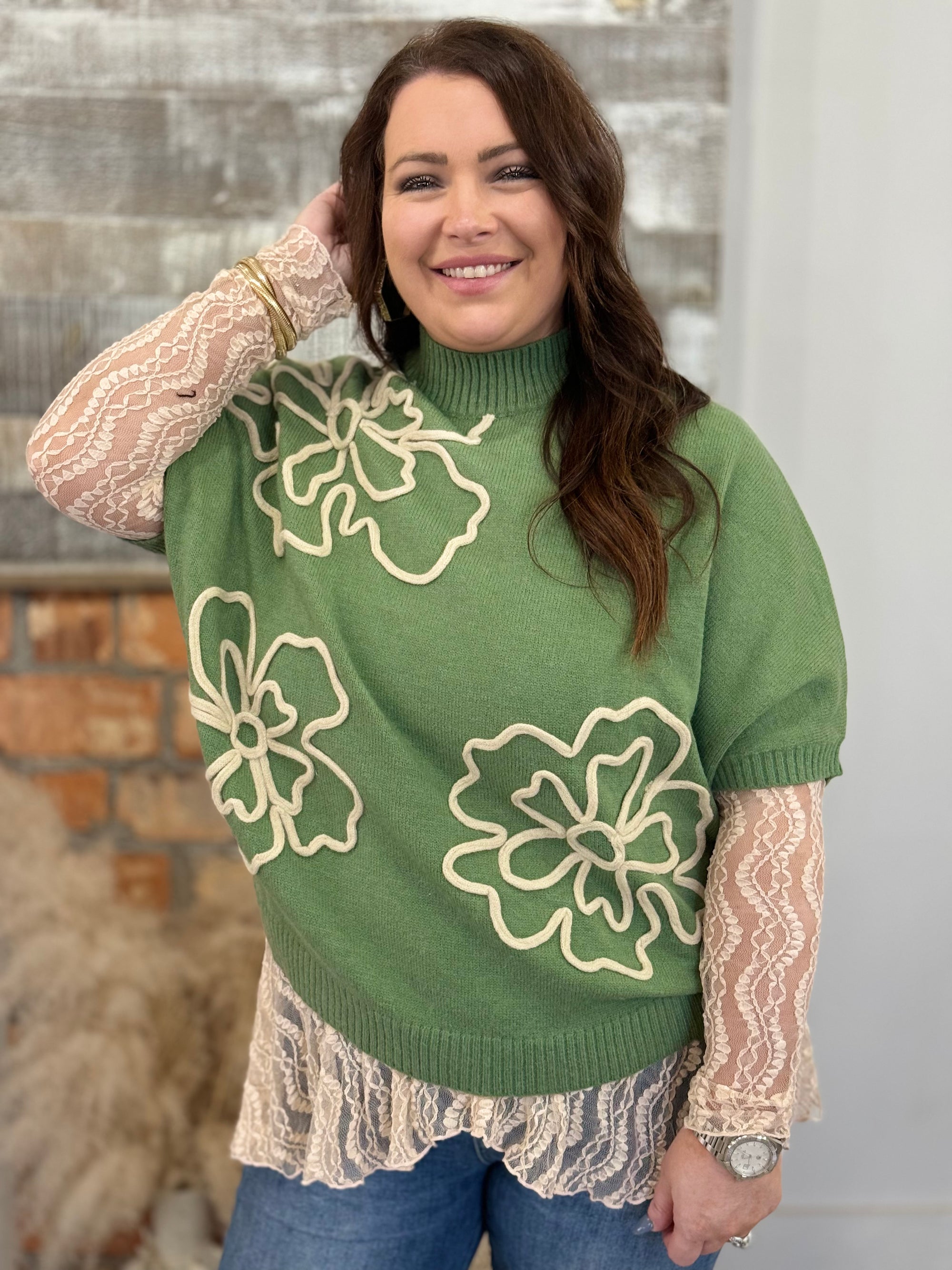 Mock Neck Lace Tunic