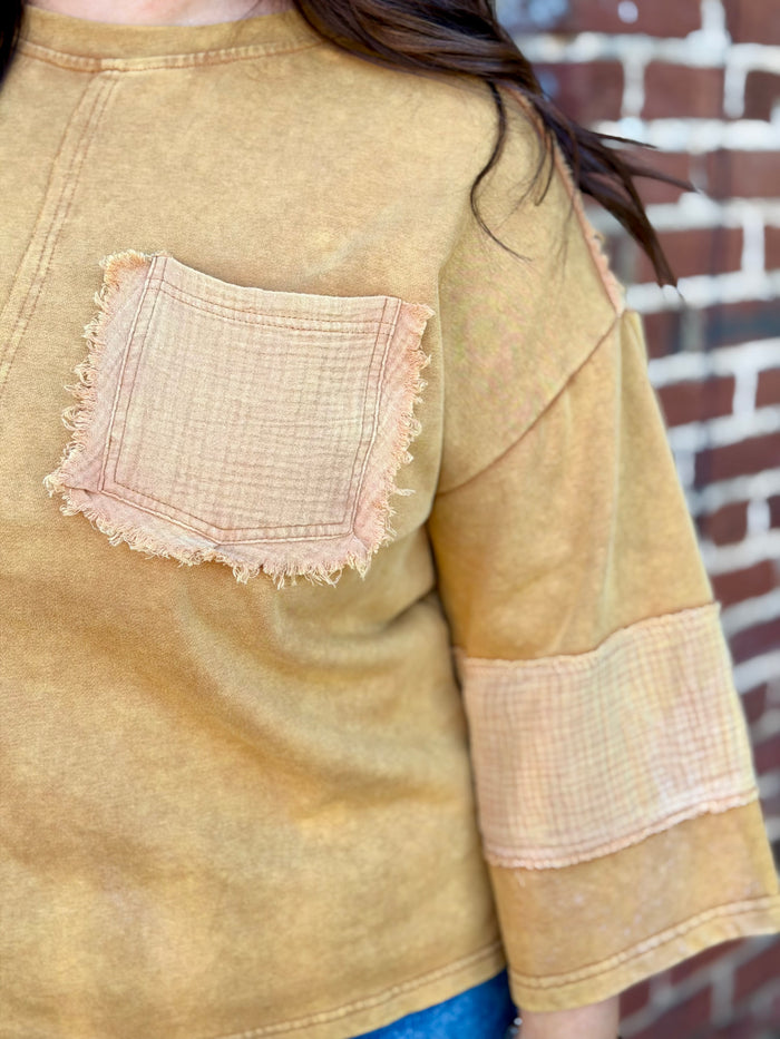 Oversized Textured Patch Top