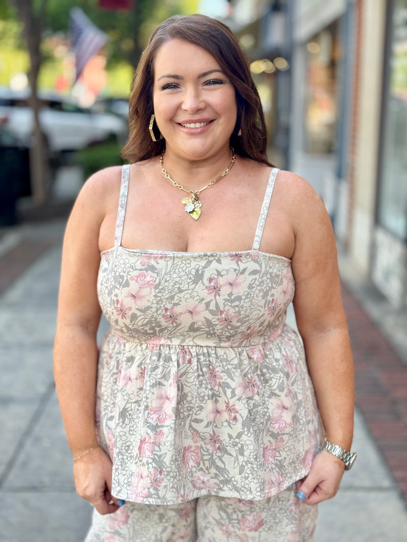 Smocked Floral Peplum Top