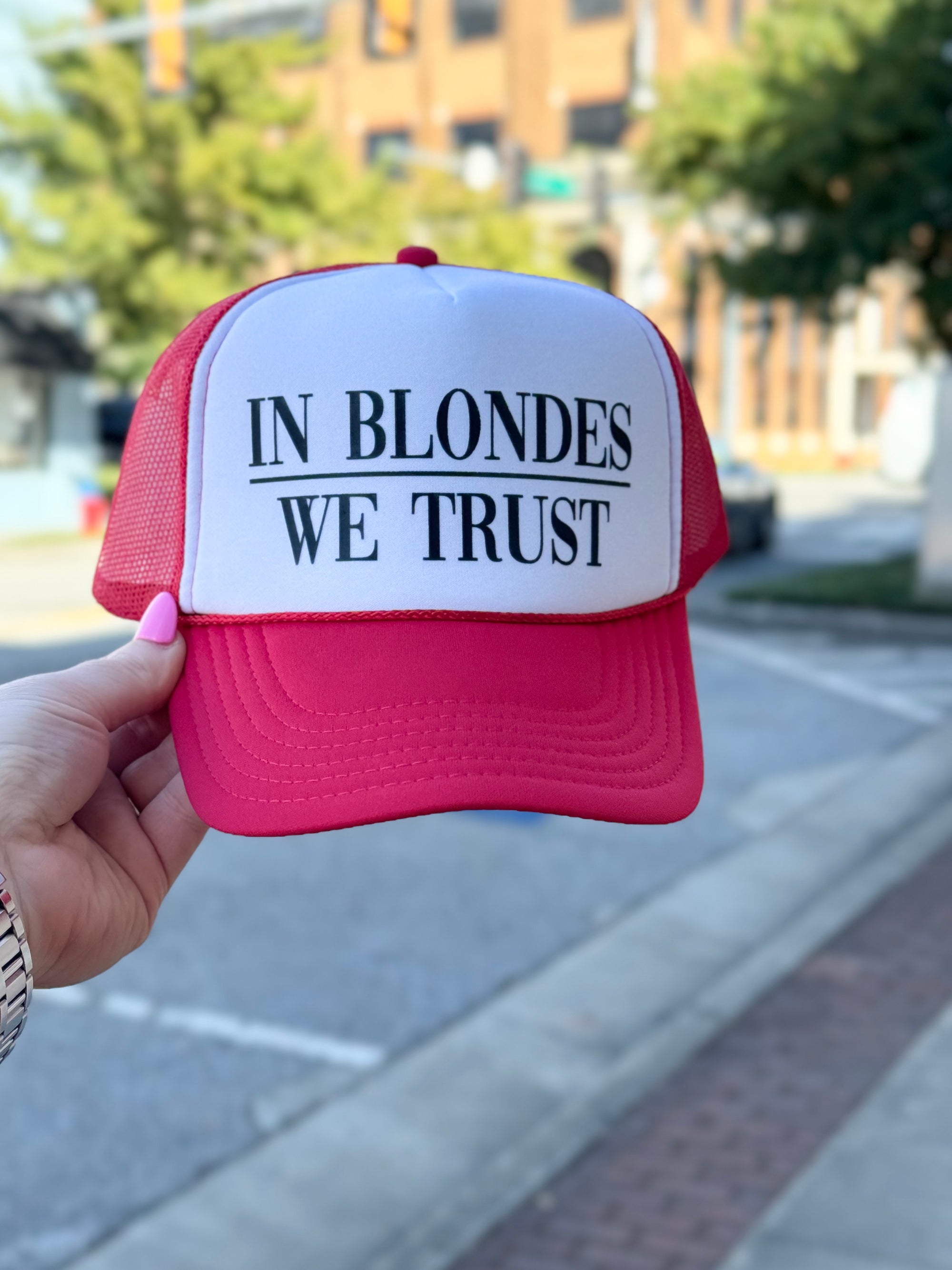 In Blondes We Trust Trucker Hat