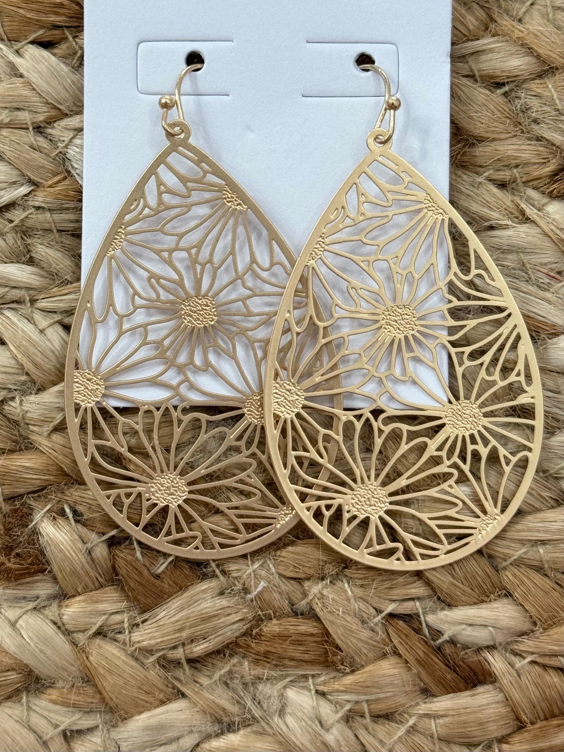 Floral Filigree Earrings in Gold