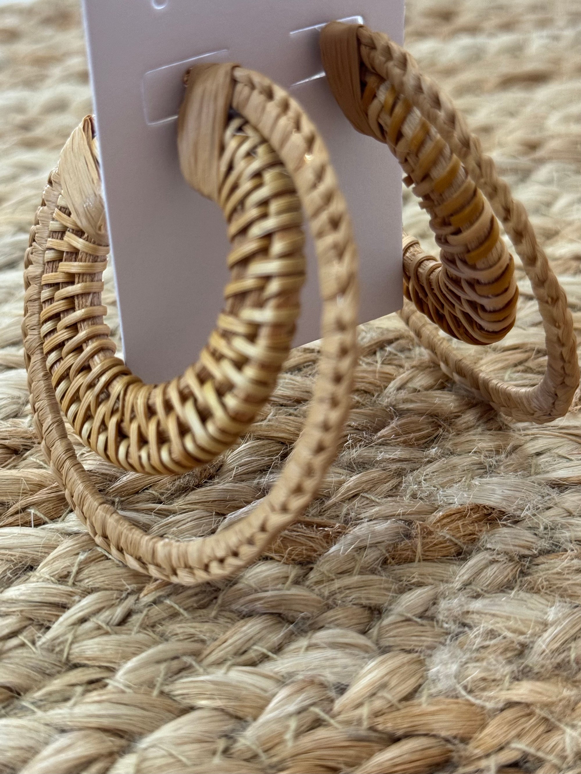 Rattan Wrapped Hoops in Tan