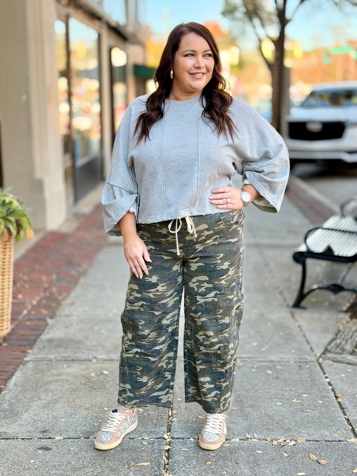 Camo Print Barrel Jeans