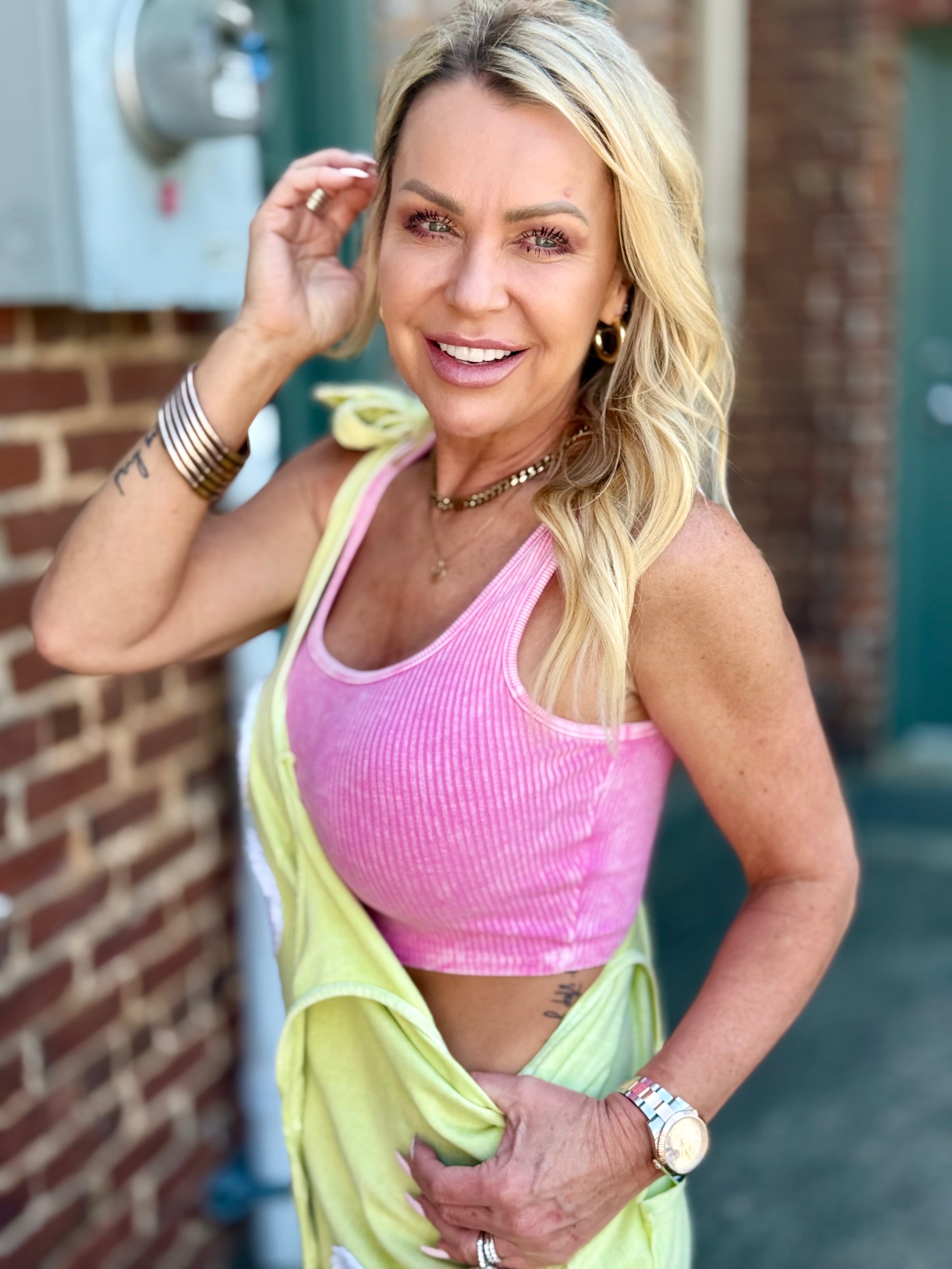 Ribbed Brami Tank | Pink