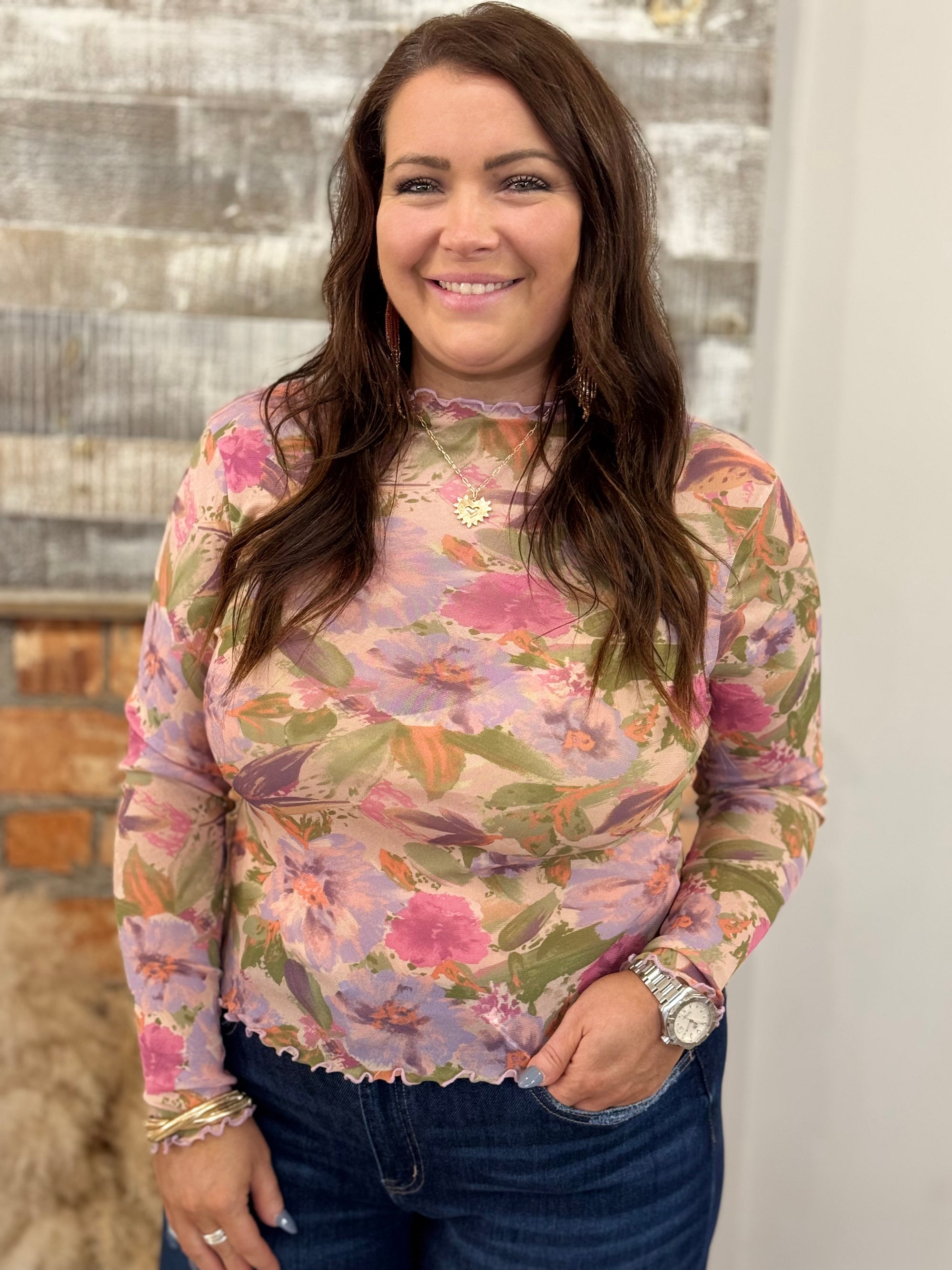 Floral Printed Layering Shirt in Lavender