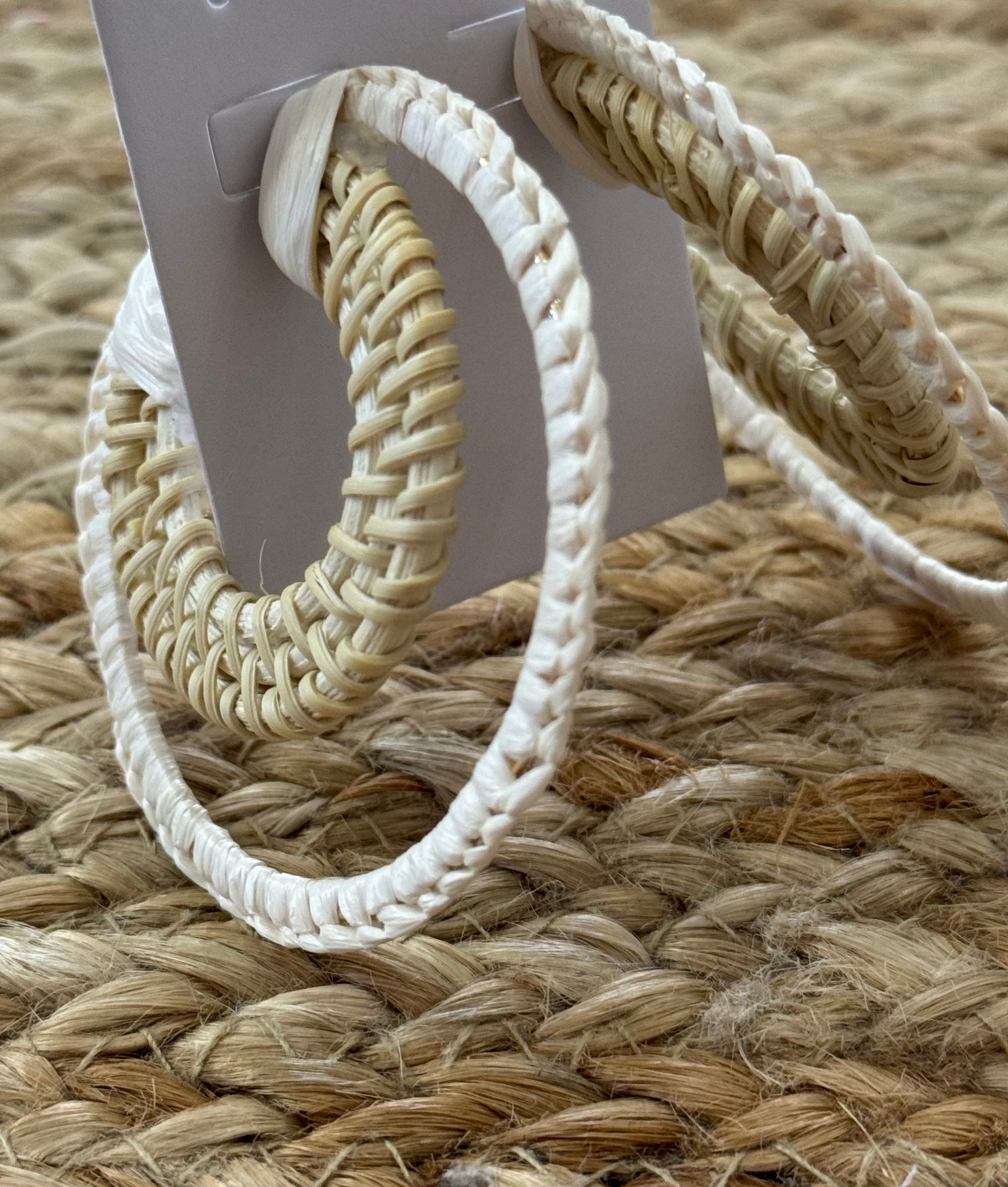 Rattan Wrapped Hoops in Ivory