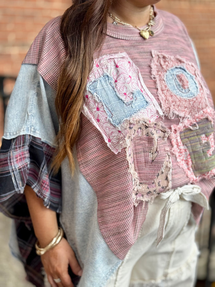 Oversized Patchwork Love Top