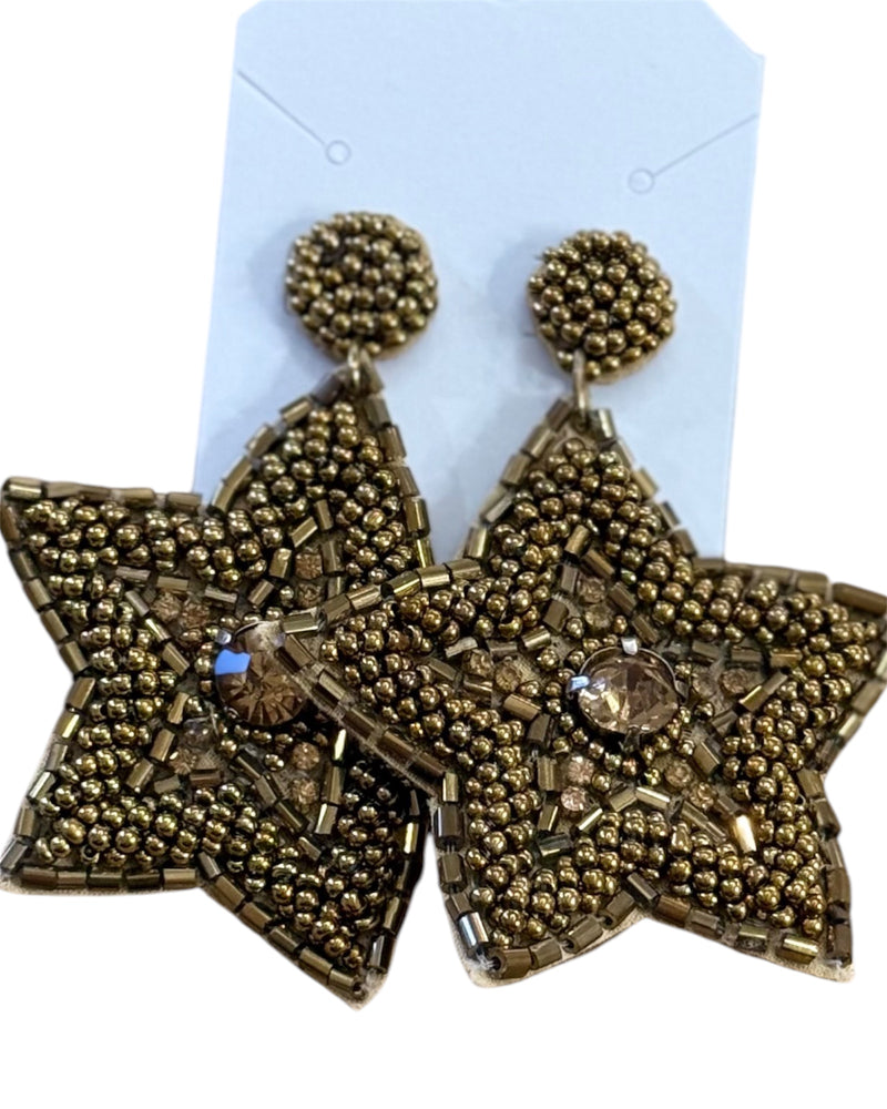 Beaded Star Earrings | Gold