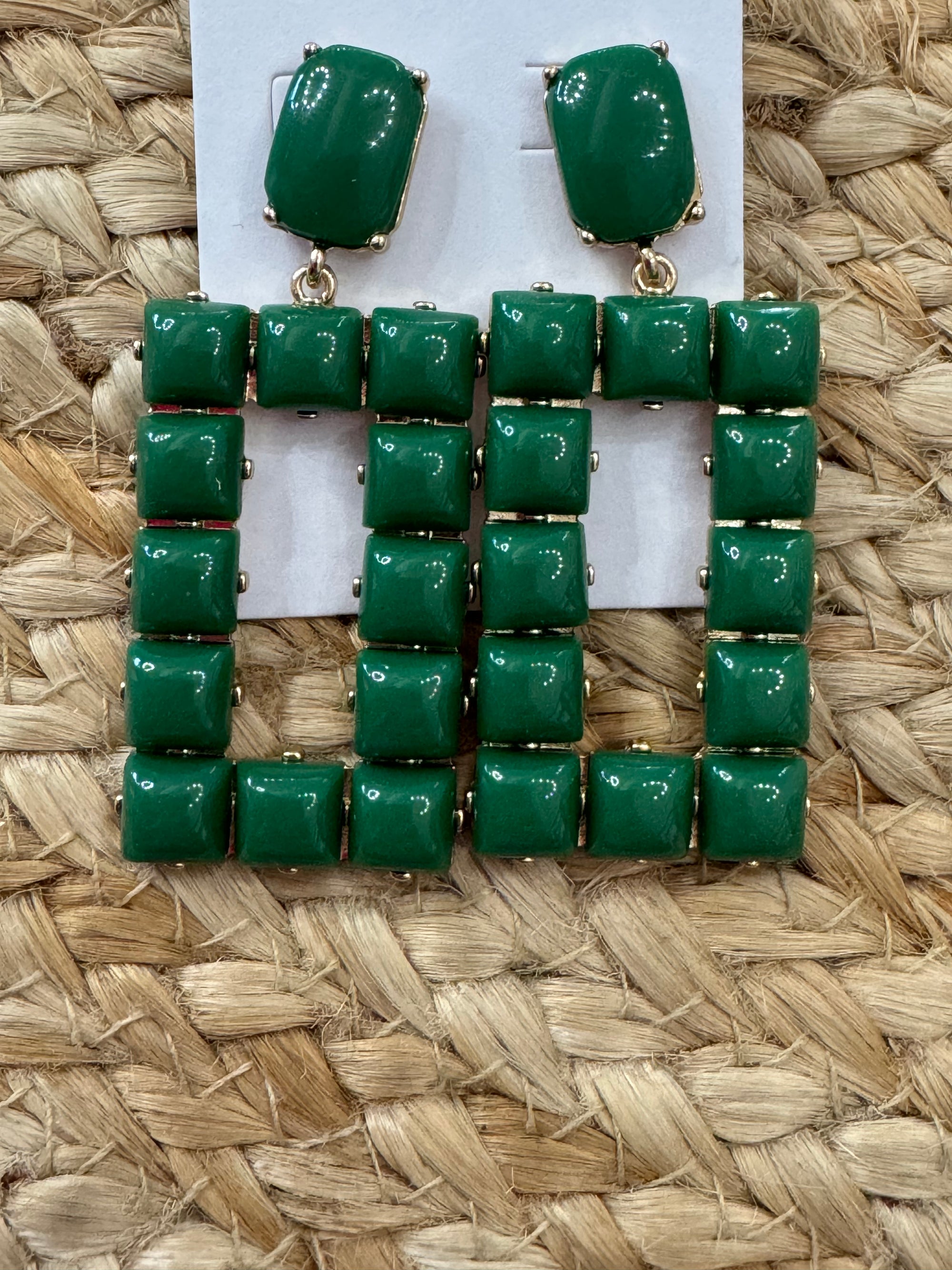 Rectangle Acrylic Earrings in Green