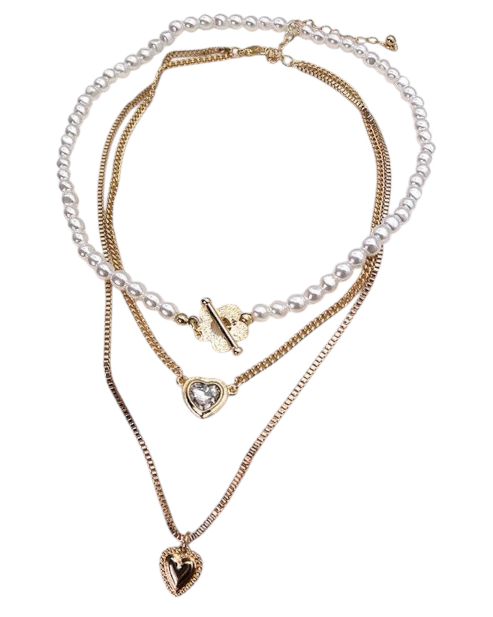 Pearl + Heart Multi Layer Necklace