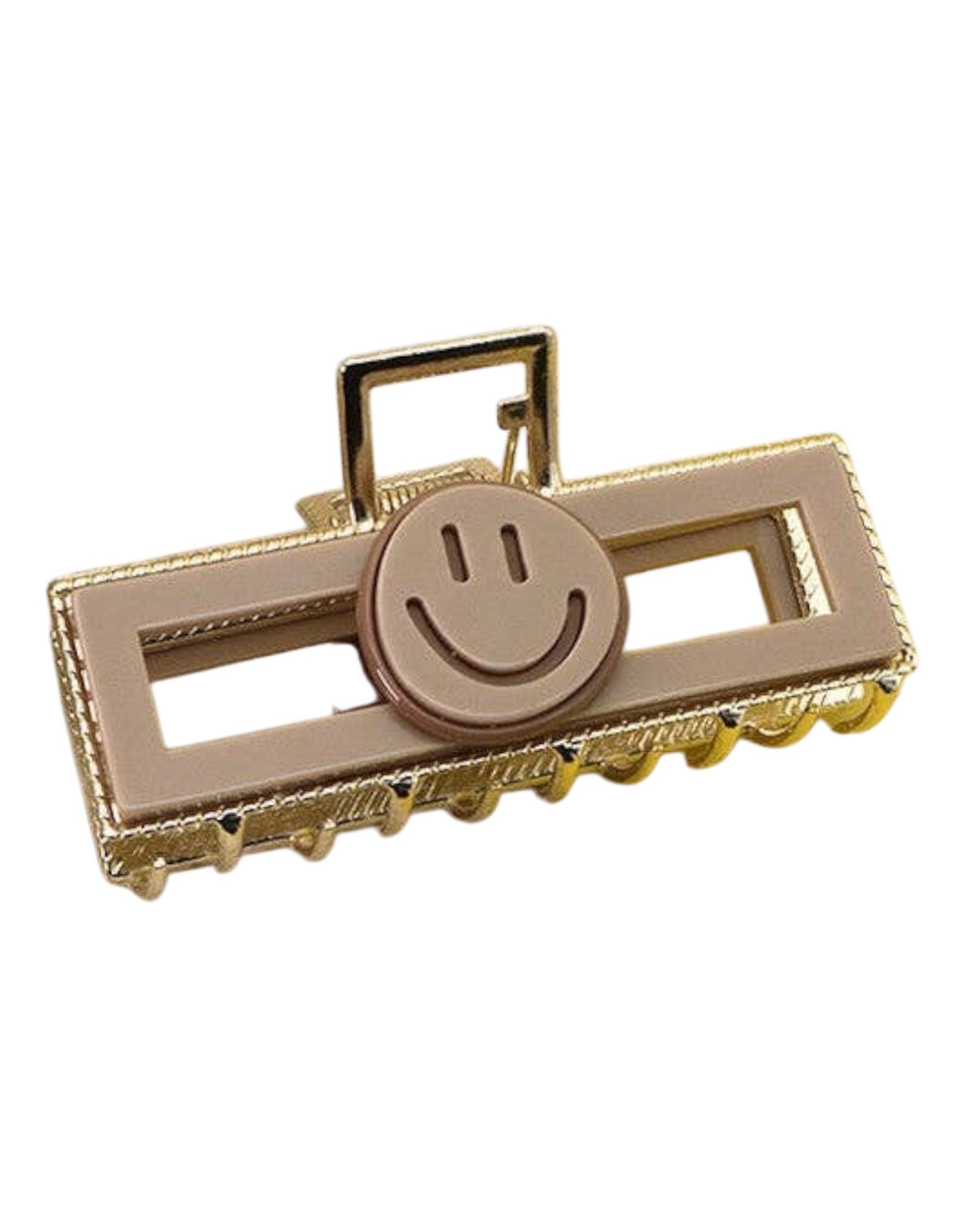 Smiley Rectangle Clip | Beige