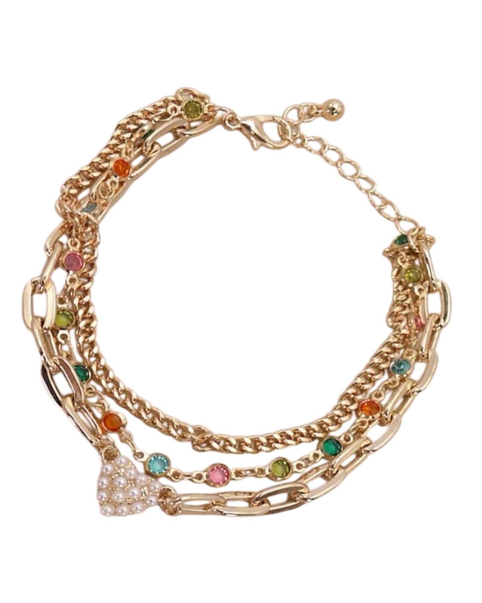 Pearl Heart Multi Layer Bracelet