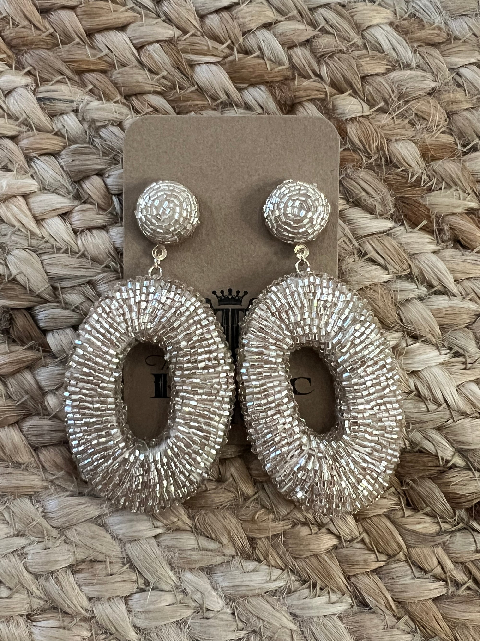 Beaded Oval Earrings in Rose Gold