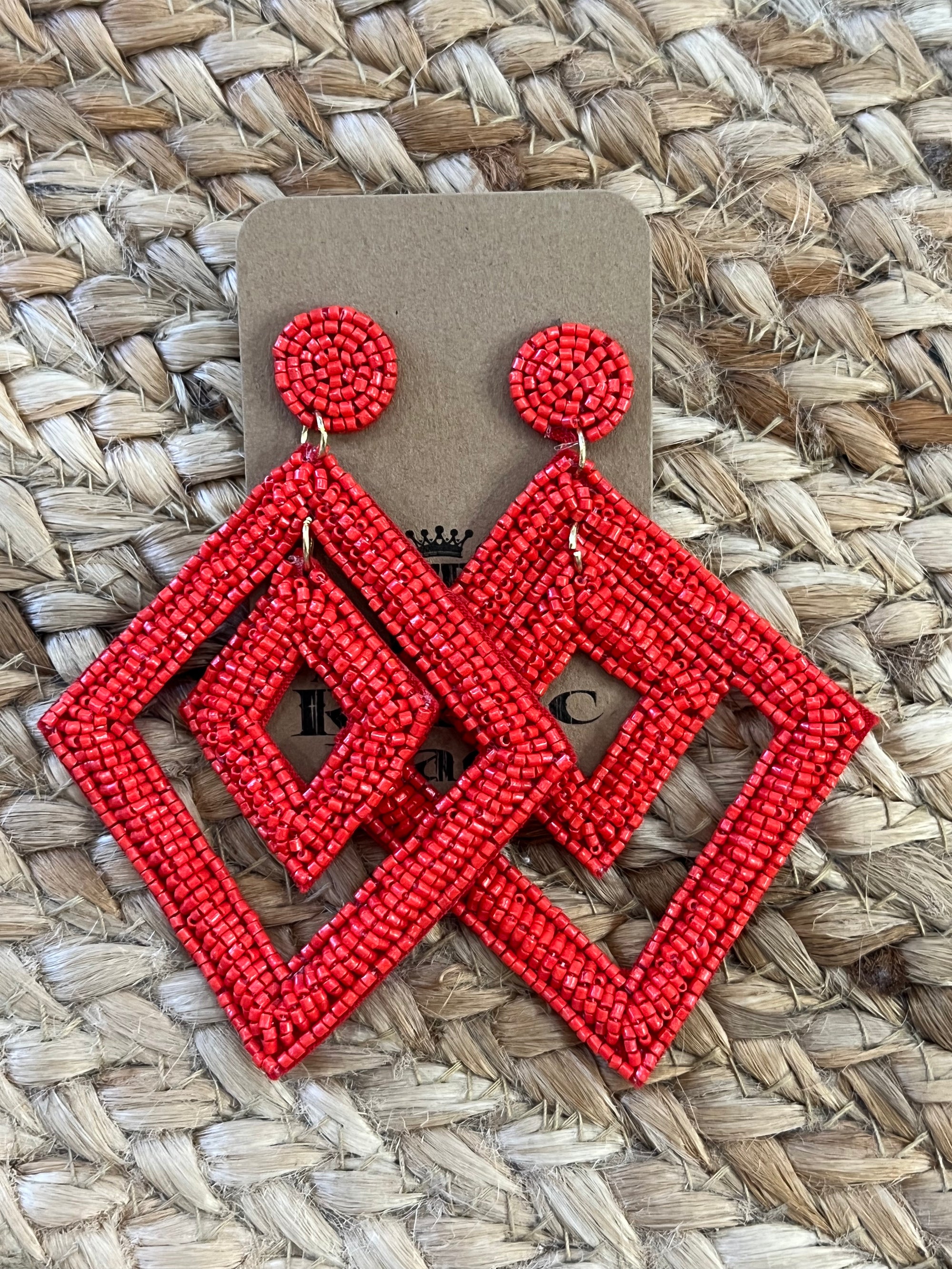 Double Rhombus Earrings in Red