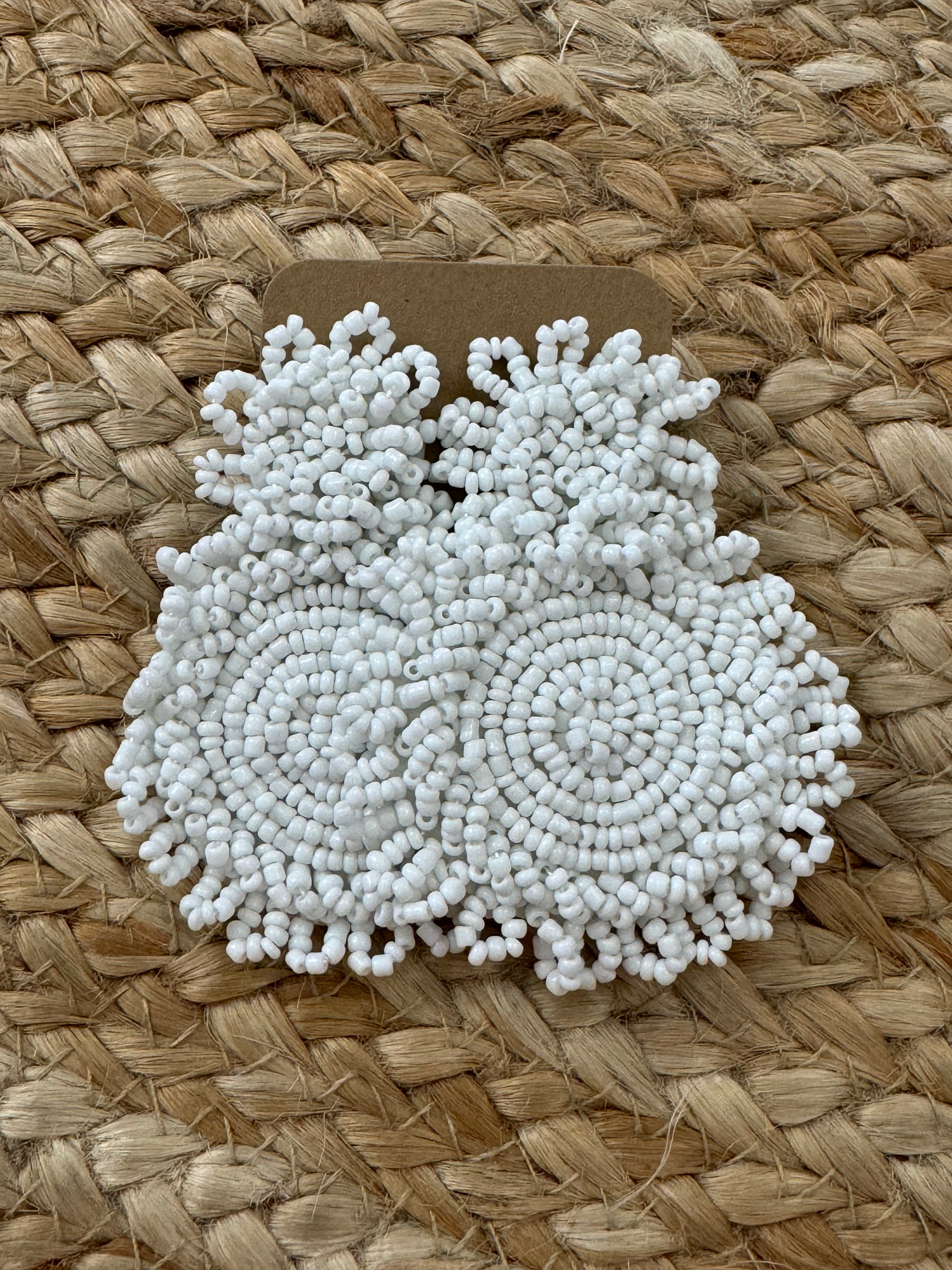 Double Circle Seed Bead Earrings in White