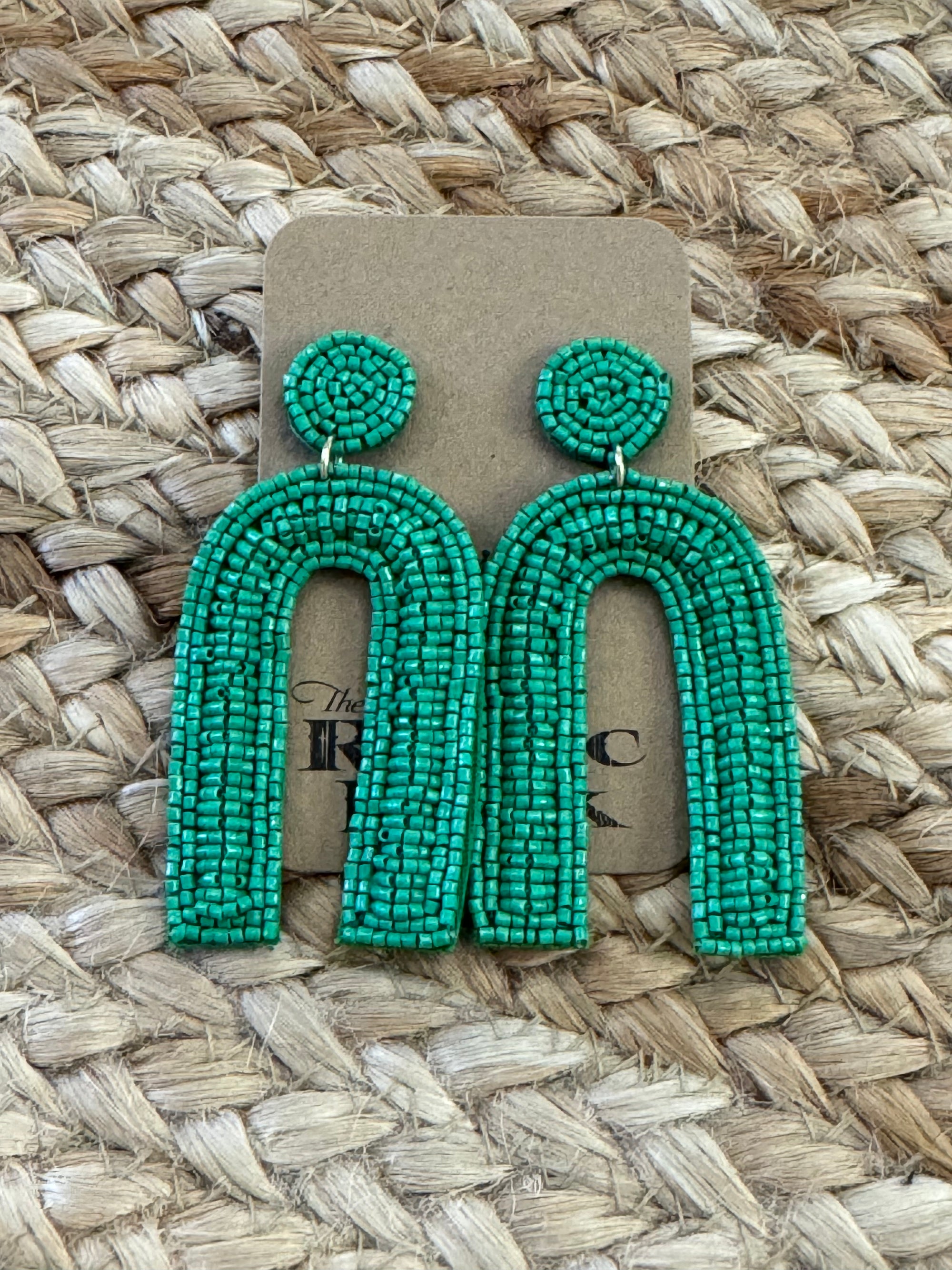 Beaded Arch Earrings in Green