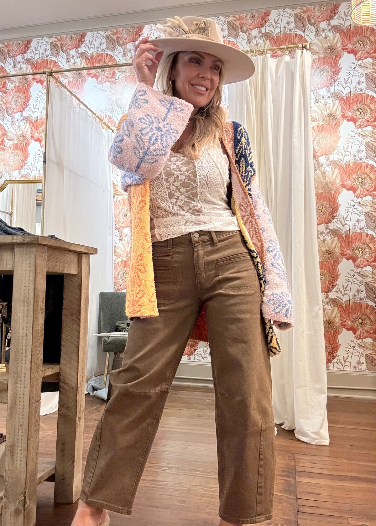 Boho Floral Colorblock Cardigan